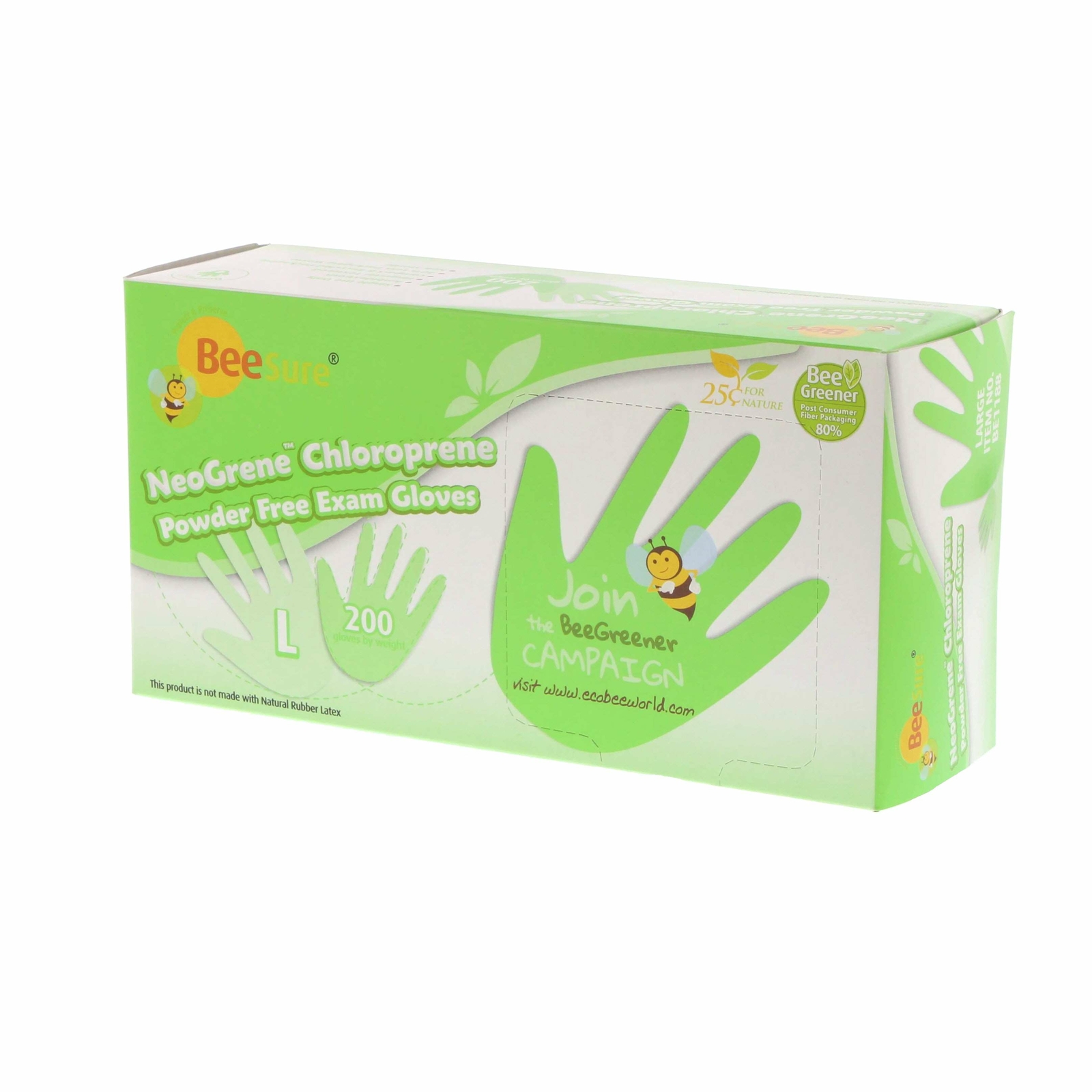 Cranberry 1188 BeeSure NeoGrene Chloroprene Examination Gloves PF Large 200/Box