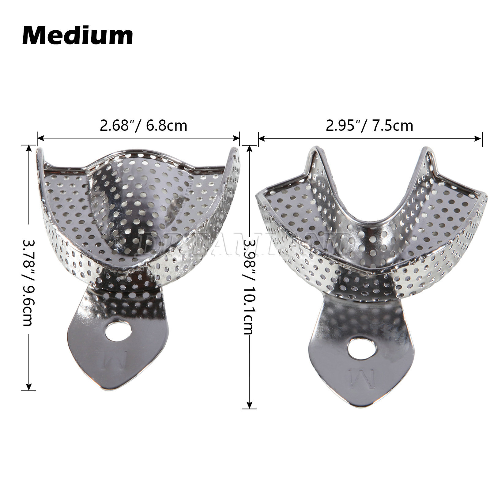 6 Pcs Perforated Metal Dental Impression Trays Set Edentulous Instruments