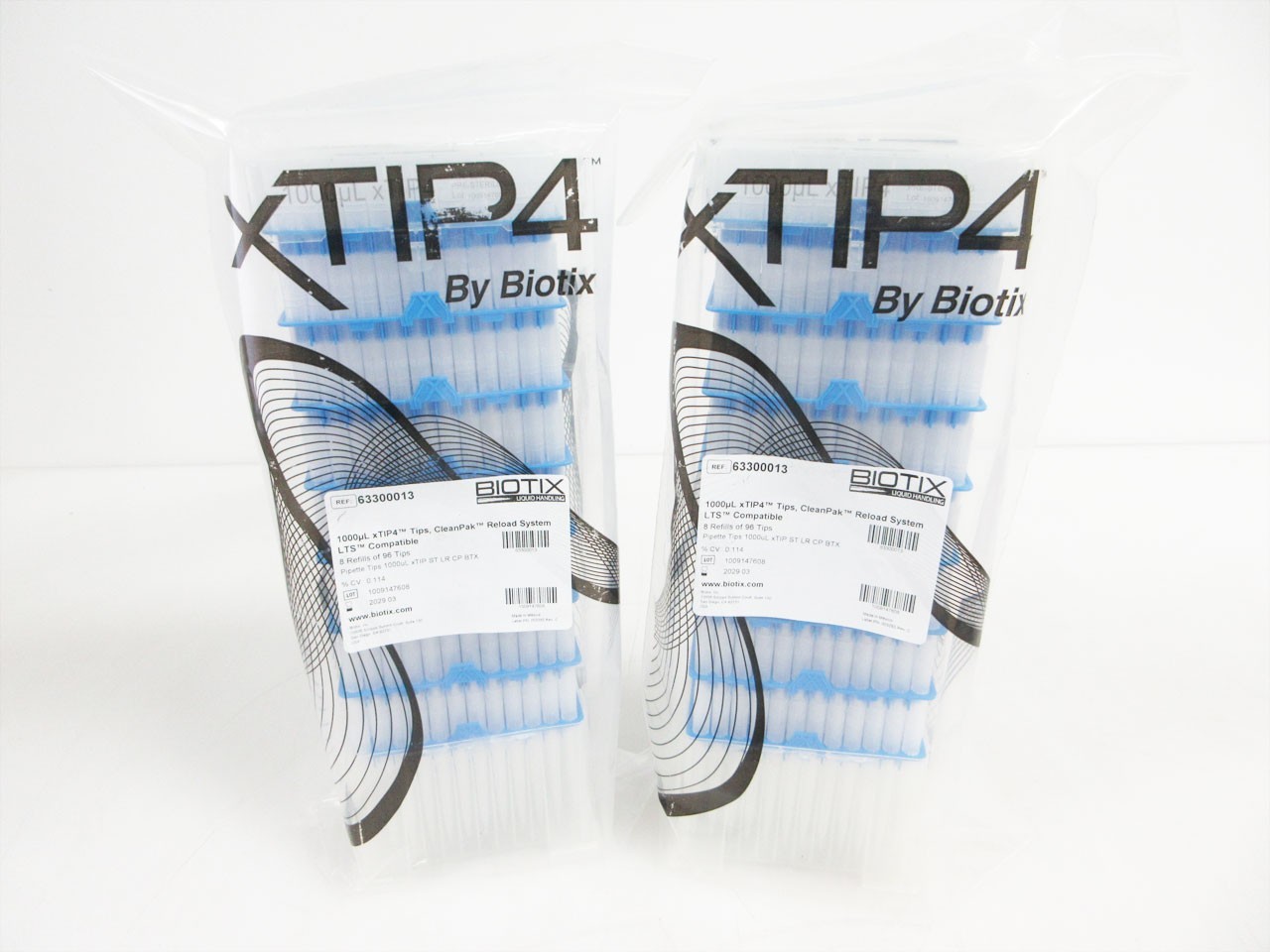 4 PACKS BIOTIX 63300013 LTS COMPATIBLE PIPETTE TIPS 100-1000 uL RELOAD 8X 96