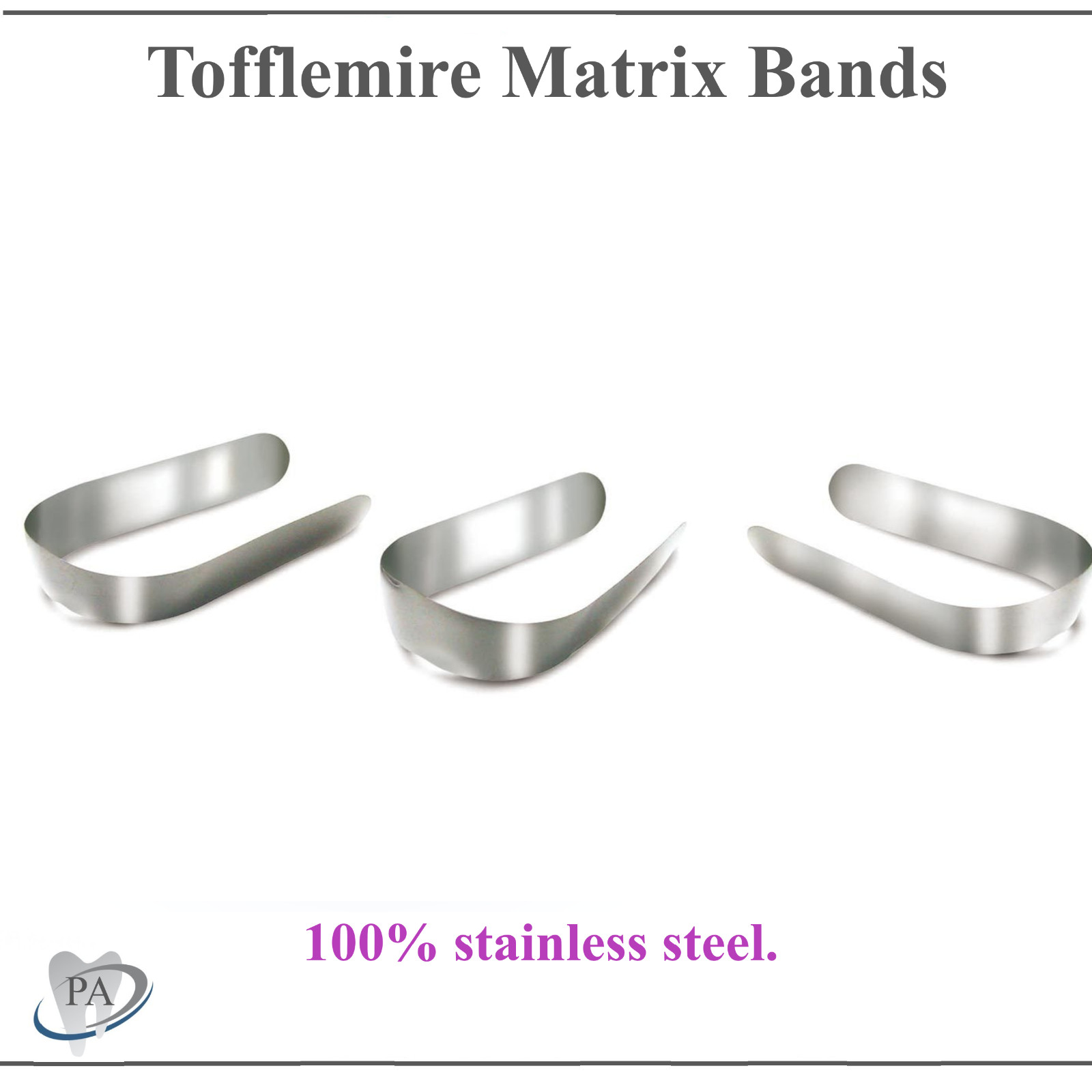 Dental Tofflemire Stainless Steel Matrix Bands #1, #2, #3, #4 – Upto 144/Pkg US