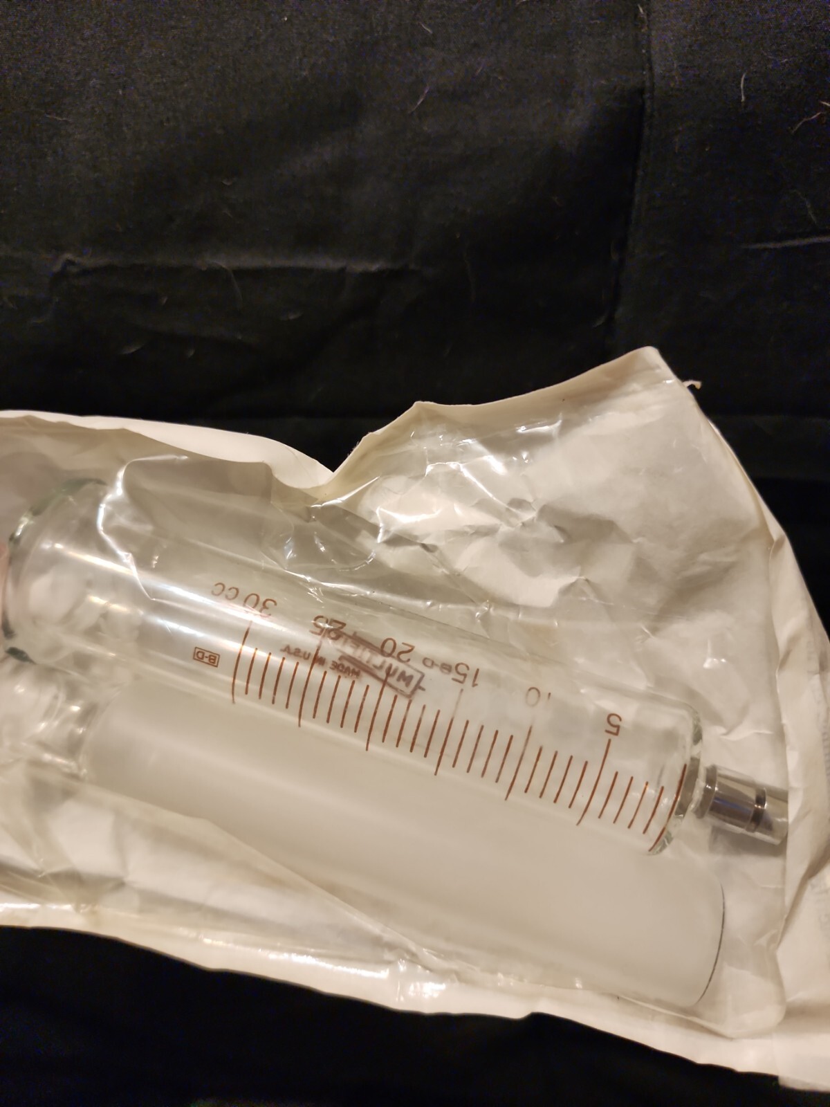B-D Multifit 30cc & 5cc Glass Syringes W/ Metal Luer-Lok Tip Reusable Vintage