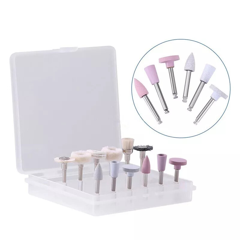 12Pcs/Kit Dental Lab Polishing HP Kit RA 2.35mm Polisher Resin Brushes Handpiece