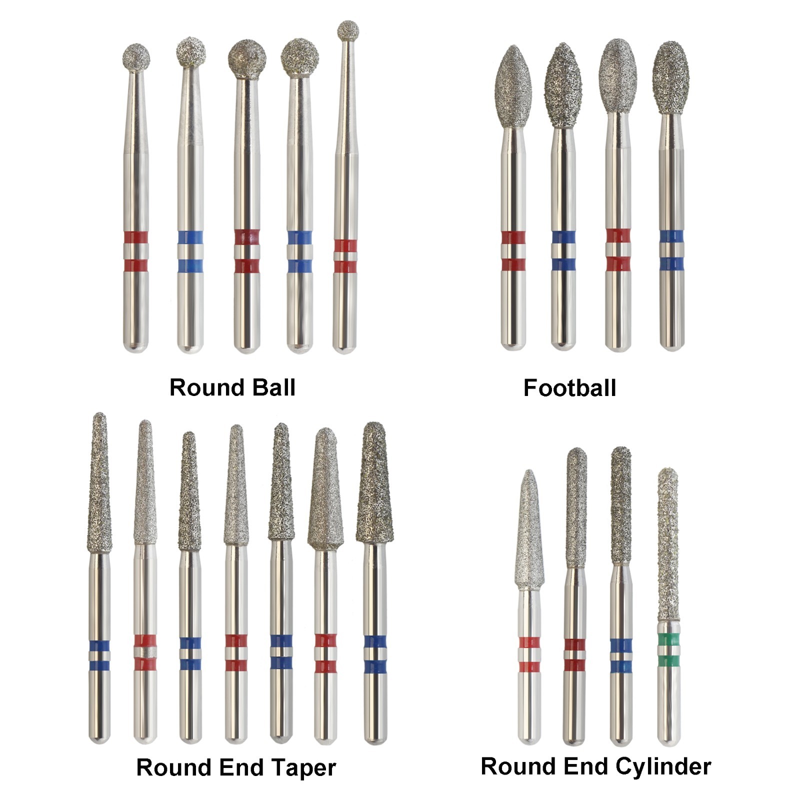 Diamond Burs Dental Zirconia Cutter Diamond Bur FG Football Round End Taper Pear