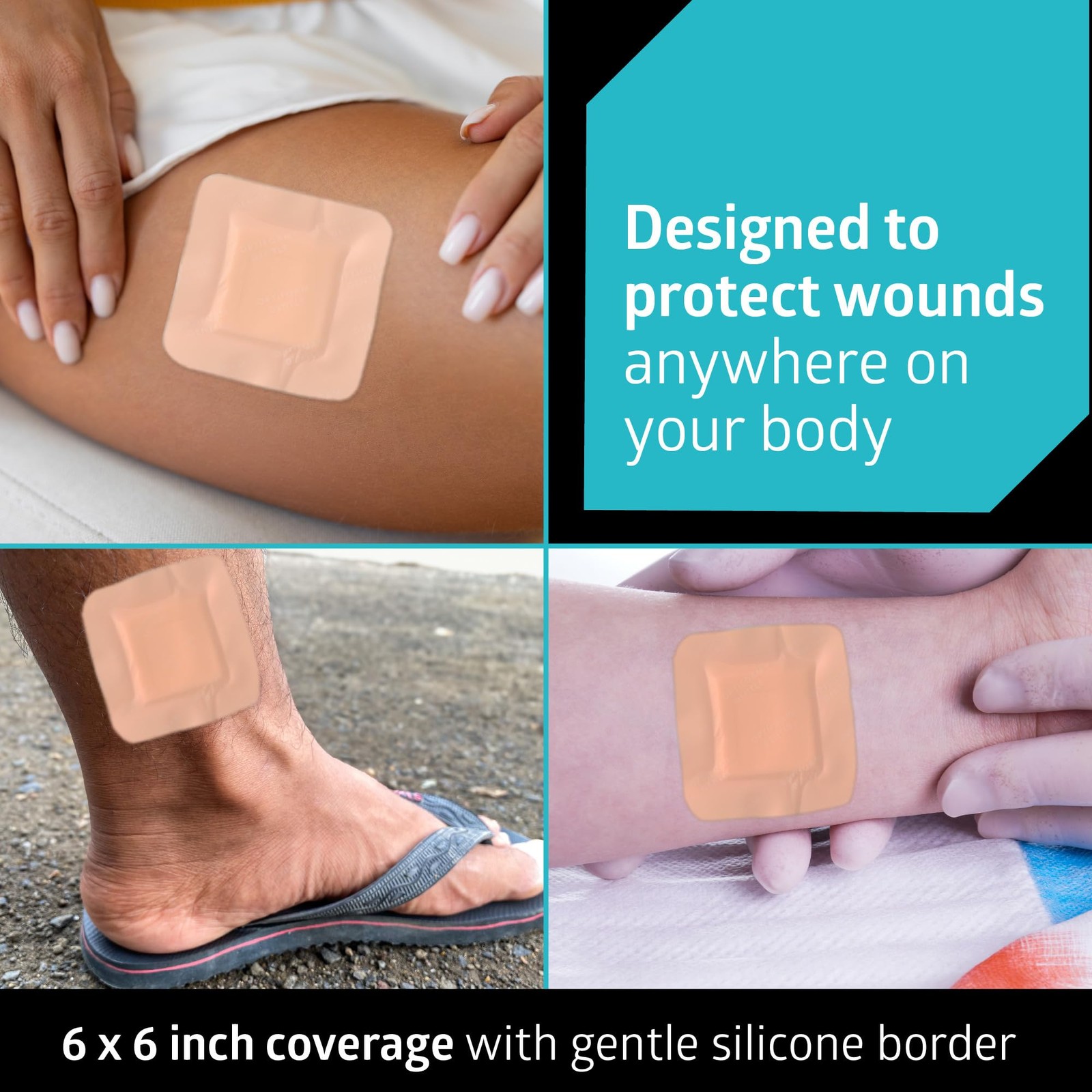 Optifoam Gentle EX Silicone-Faced Bordered Foam Dressing, 4″ x X 4″, White