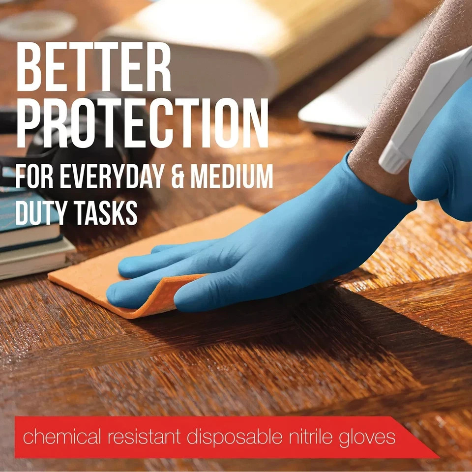 Nitrile Disposable Gloves Powder Free Blue 300 Count Textured Grip