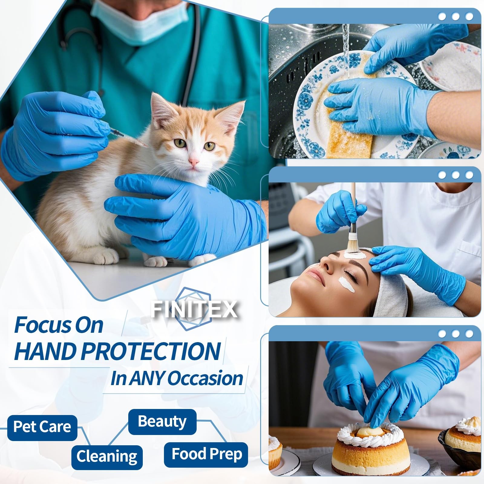 Blue Disposable Nitrile Exam Gloves – 200 PCS/BOX 3.5mil Rubber Powder-Free L…