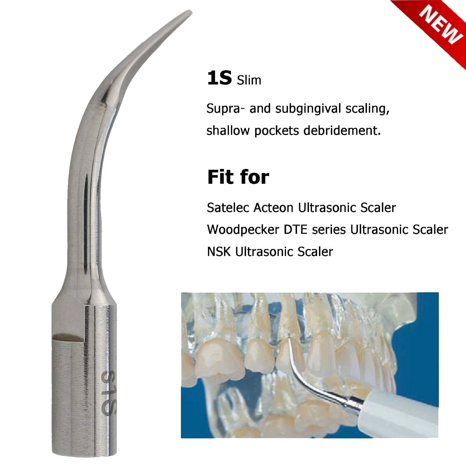 Dental Ultrasonic Scaler Scaling Tips 1S Fit Acteon Satelec Scaler P5 Handpieces