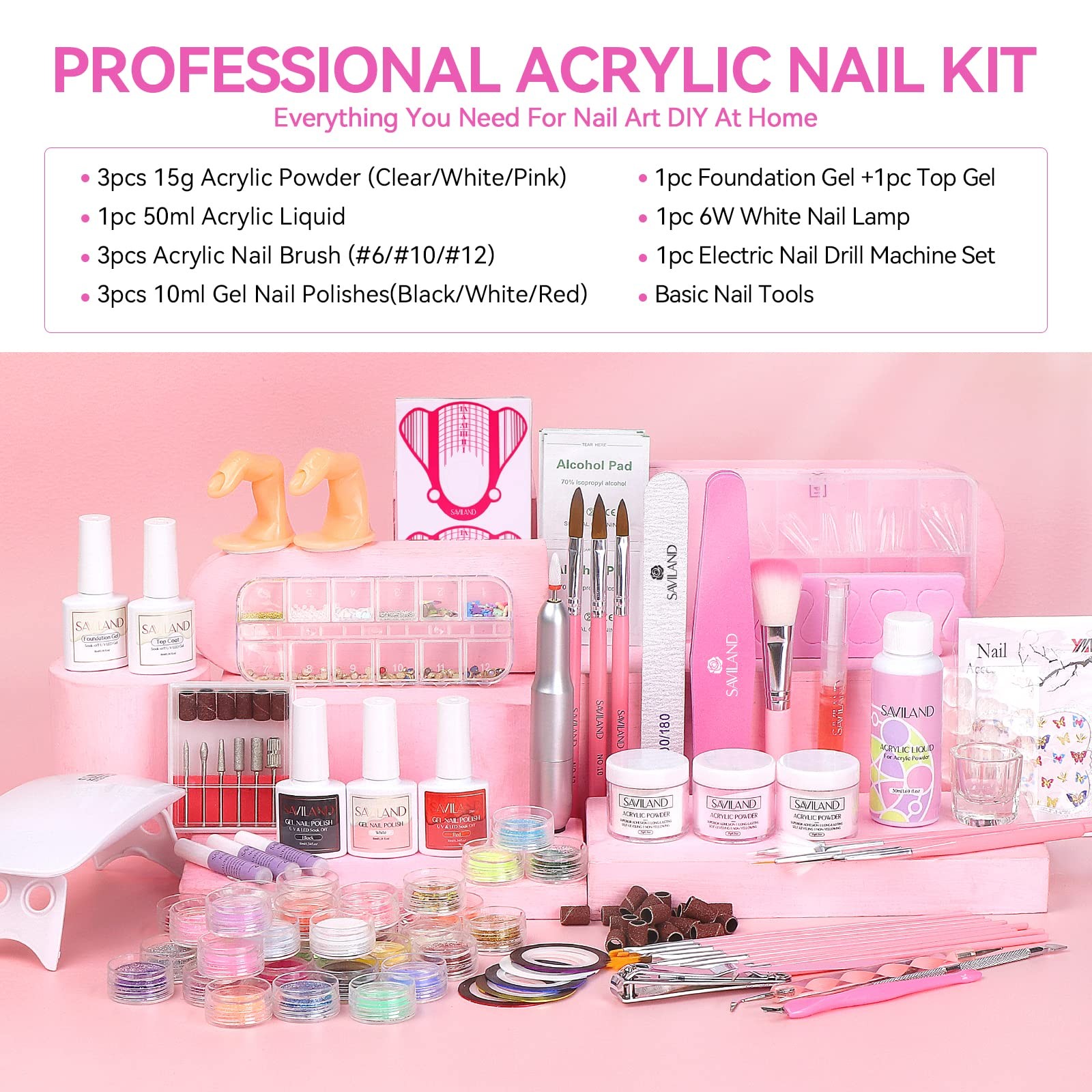 SAVILAND Acrylic Nail Kit for Beginners – Professional Gel Nail Art Set
