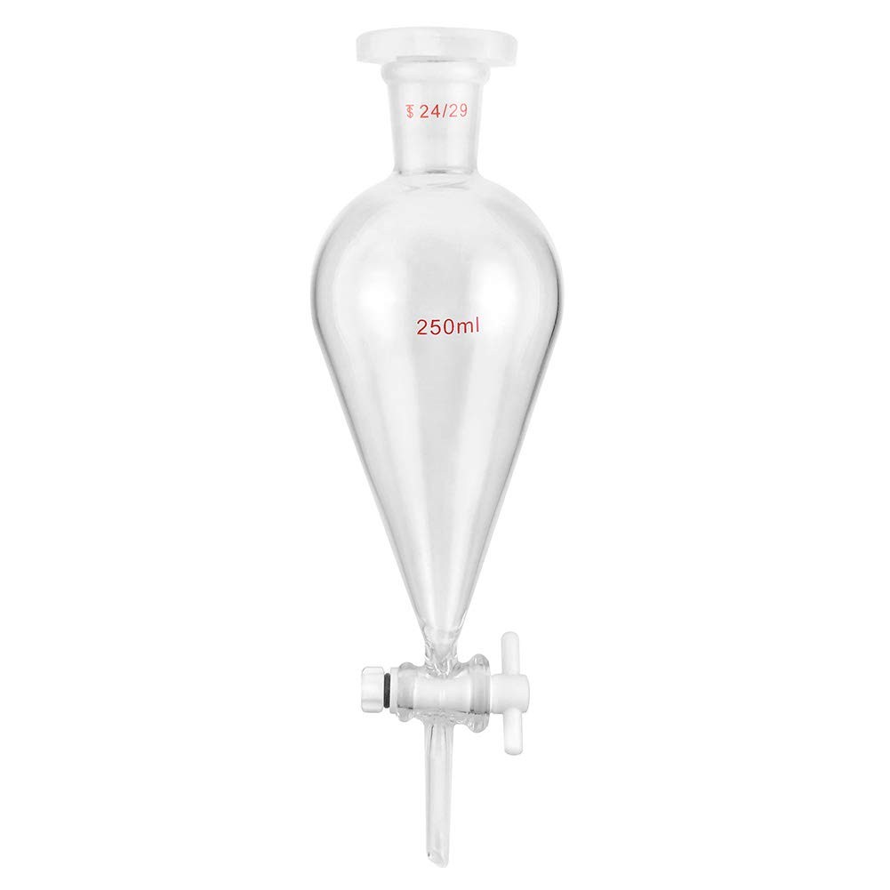 Separating Laboratory Funnel with PTFE Plug 250ml 24/29 Joints QWORK