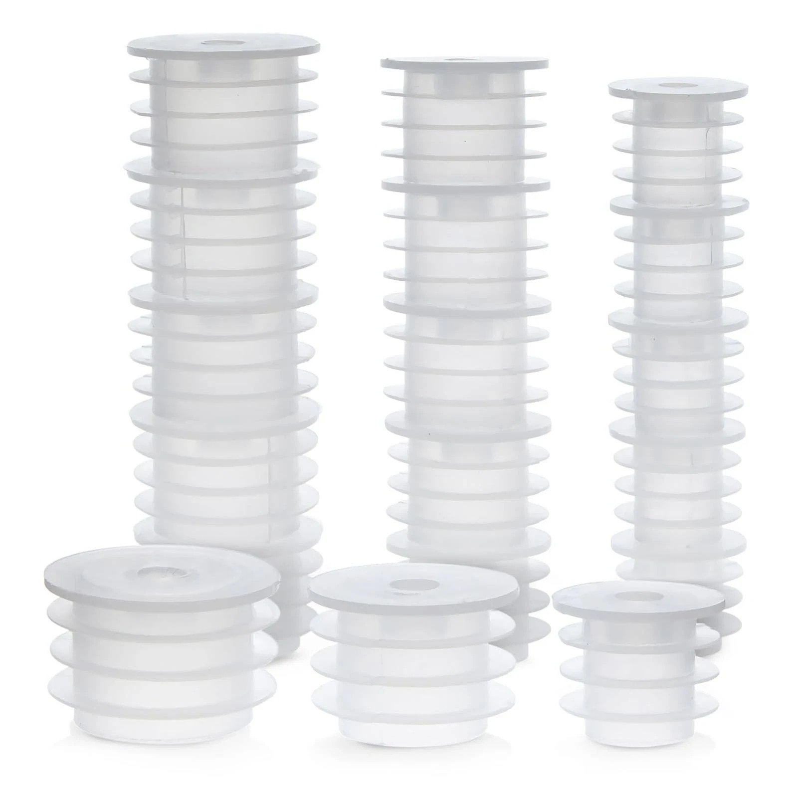 Juvale Medicine Bottle Adapter for Syringe – 45 Pack, 17/21/24 mm, Clear