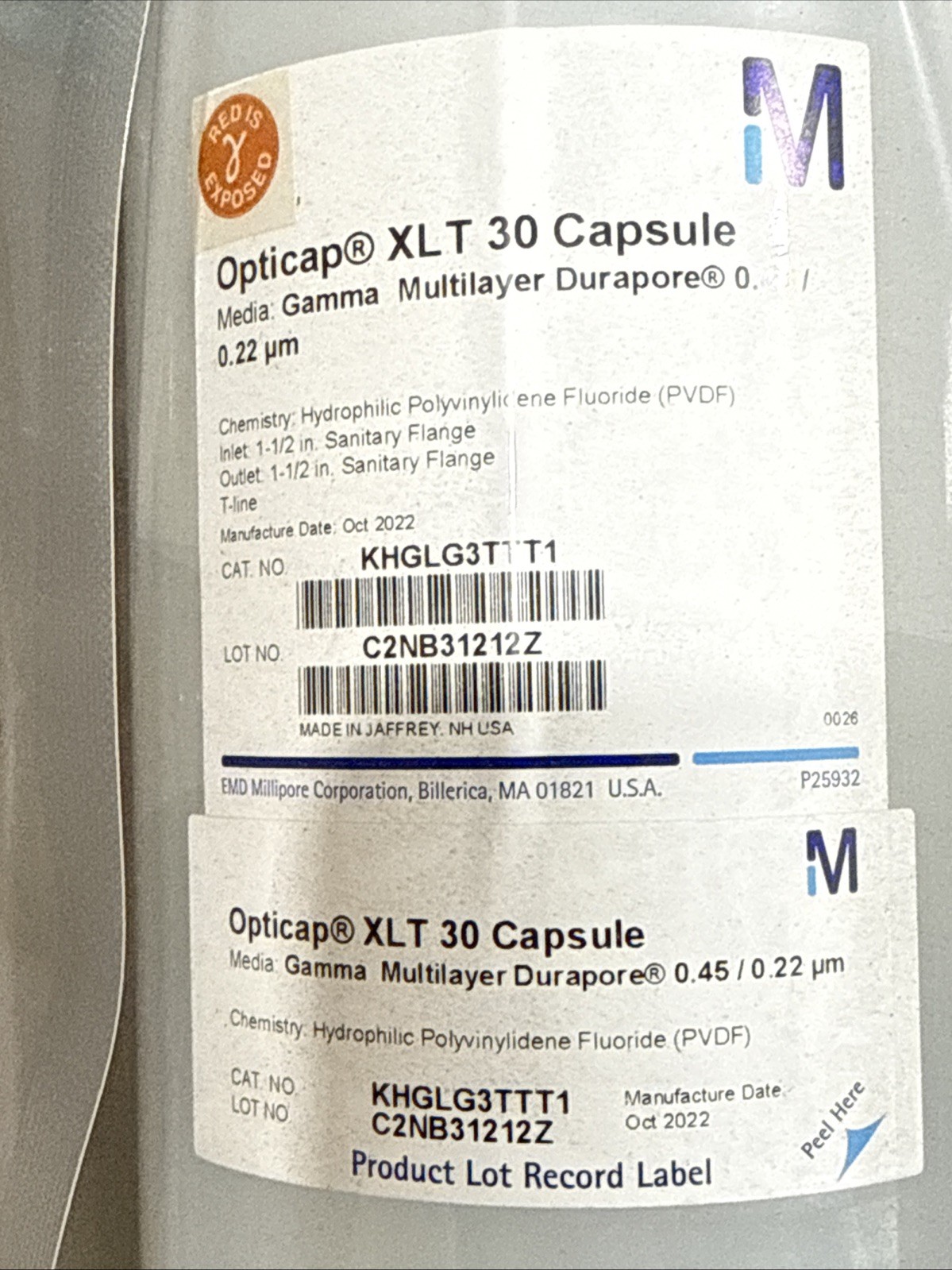 KHGLG3TTT1 Millipore Opticap XLT 30 Capsule Durapore 0.45/0.22 New