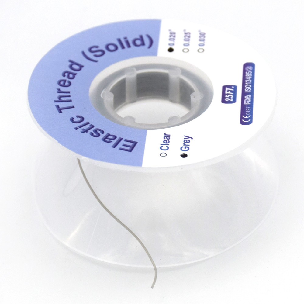 3 Pcs Dental Solid Ortho Round Powerful Solid Elastic Thread Grey 030+025+020