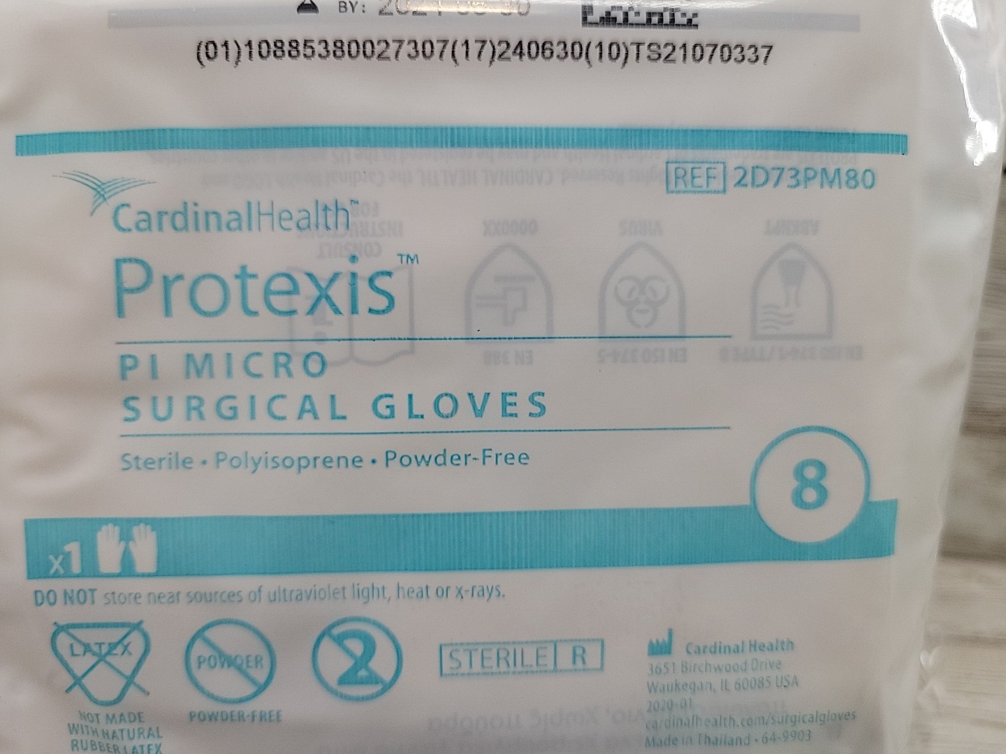 Protexis PI Micro Surgical Gloves Sterile Cardinal *22 PAIR* Size: 8 *See Date*