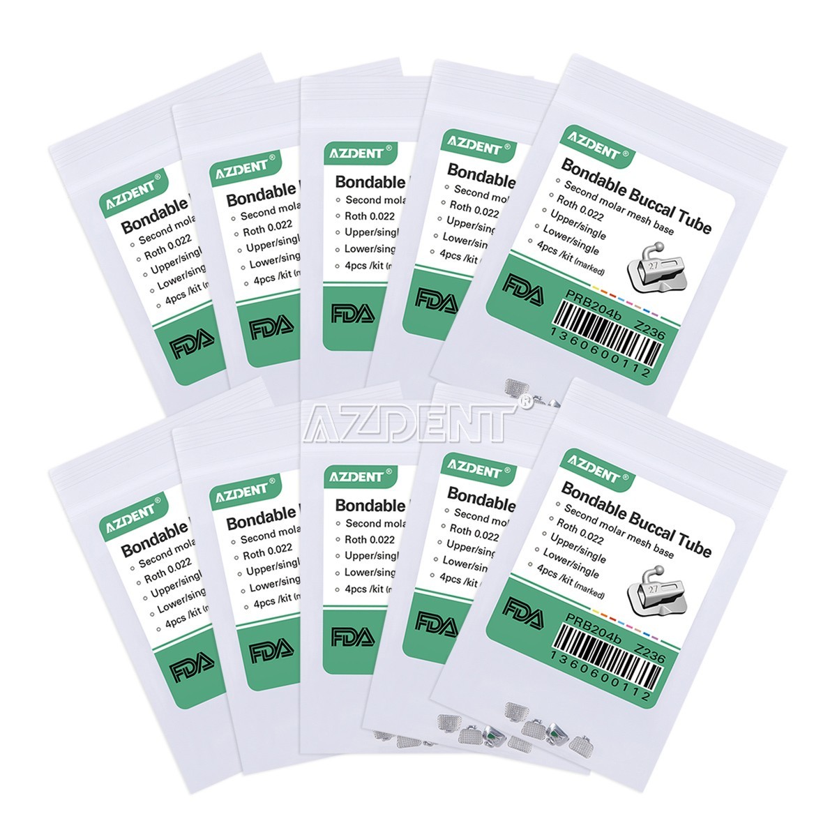 AZDENT Dental Orthodontic 1st /2nd Molar Buccal Tube Roth/MBT 022/ 018 Bondable