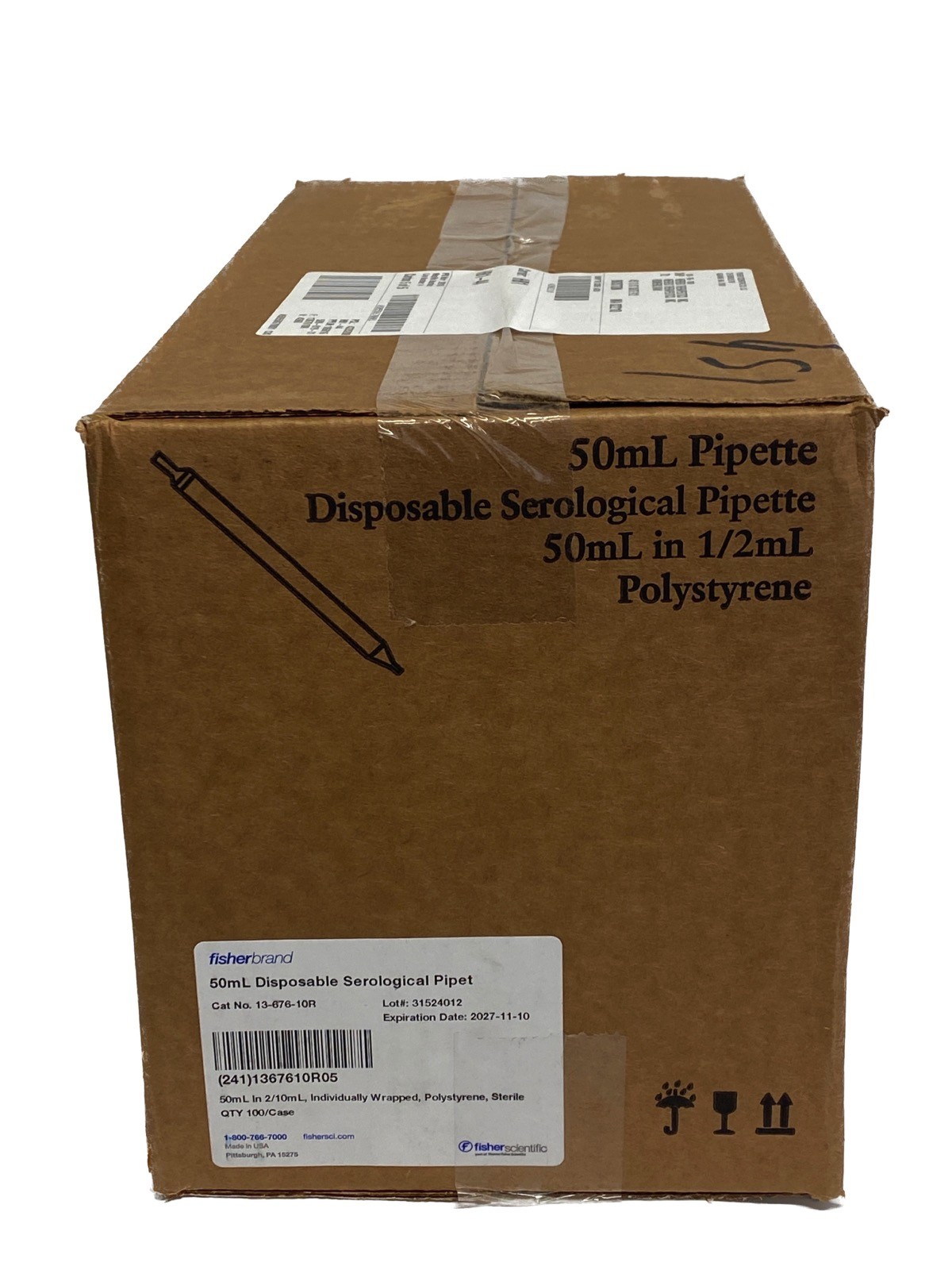 (100/Cs) FISHERBRAND 50mL Disposable Serological Pipettes w/Magnifier 13-676-10R