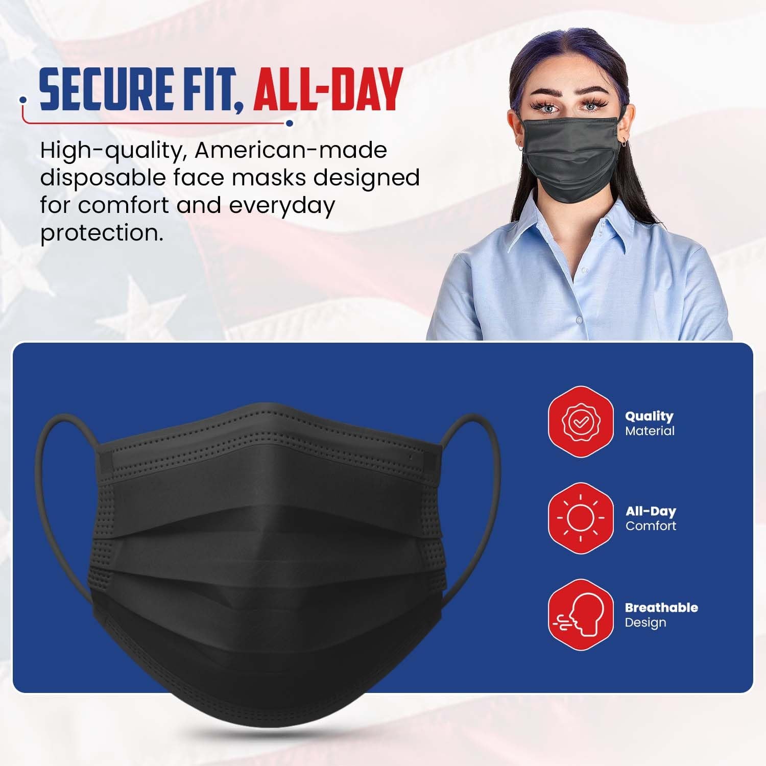 ASTM Level 2, Made in The USA, Disposable Face Mask, FSA/HSA Eligible, 4 Laye…