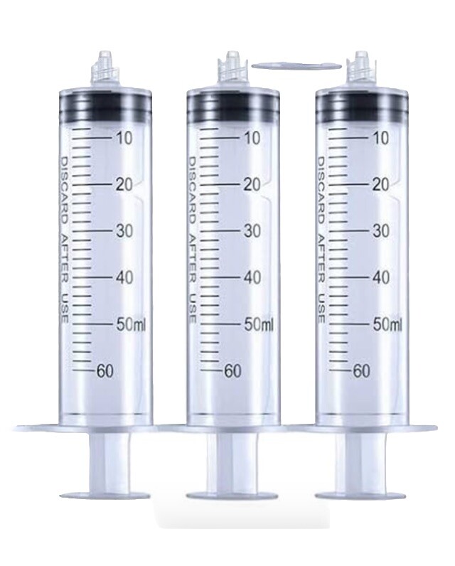 60ml Luer Lock Tip No Syringe w/ Covers 3 Individual Packs Sterile BH Supplies