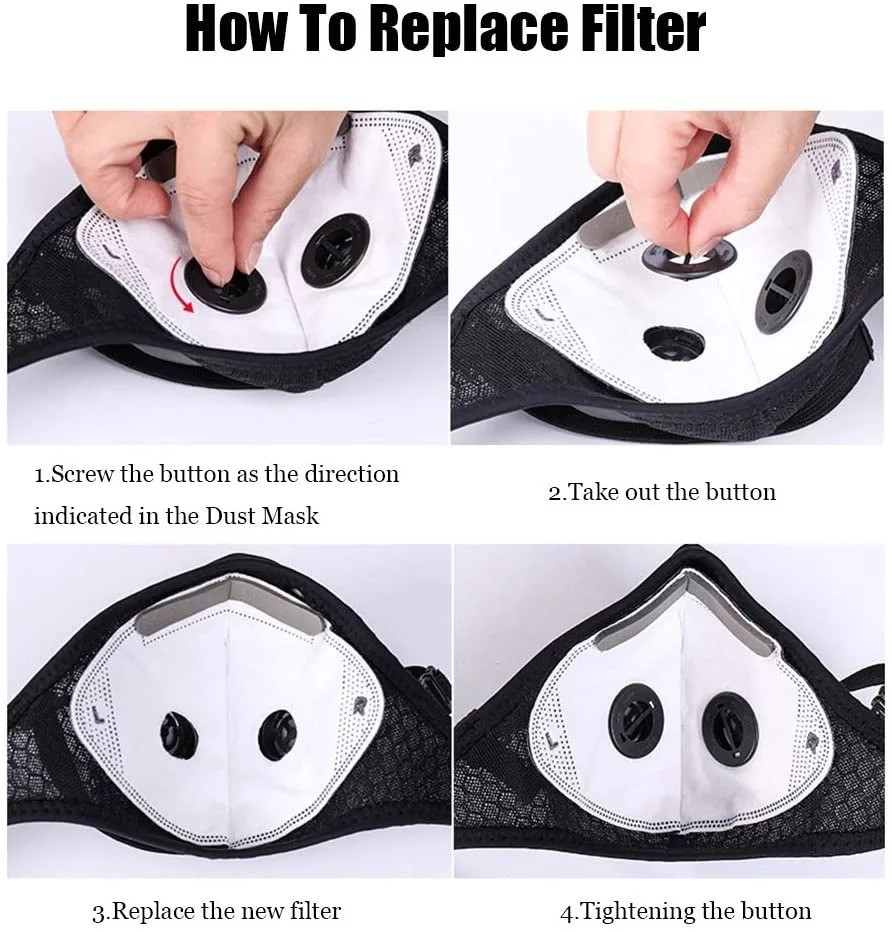 Washable Reusable Facepiece Half Face Shield Respirator Dust Mask With Filters
