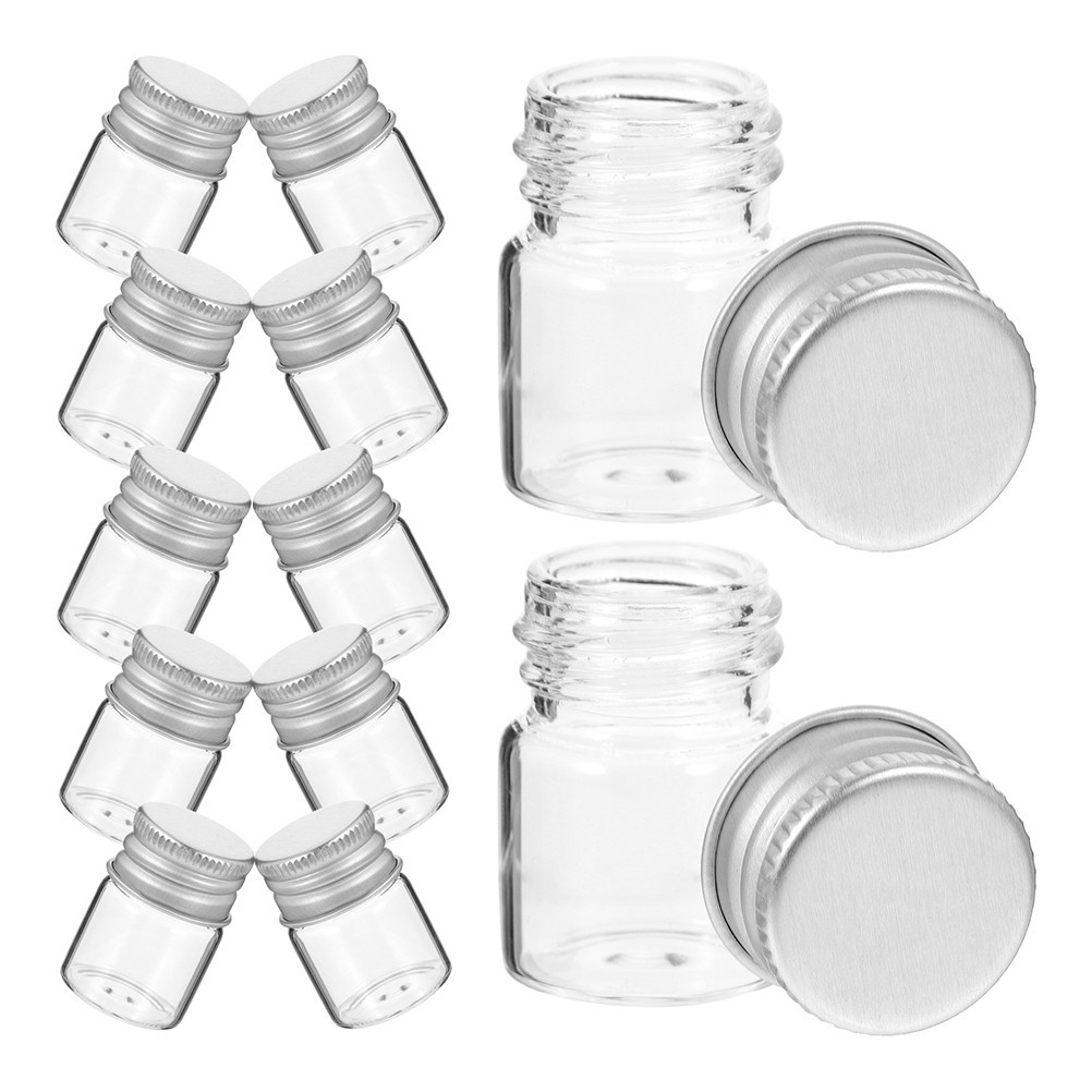 24 Pcs Mini Empty Glass Vials 5ml With Aluminum Caps For Sampling