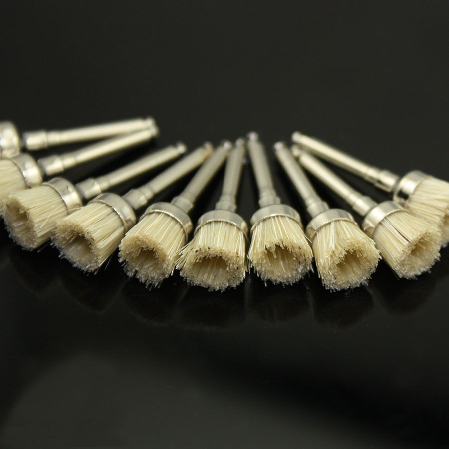 10 Pcs Dental RA Bristle Brush Prophy Polishing Brushes Bowl For Contra Angle