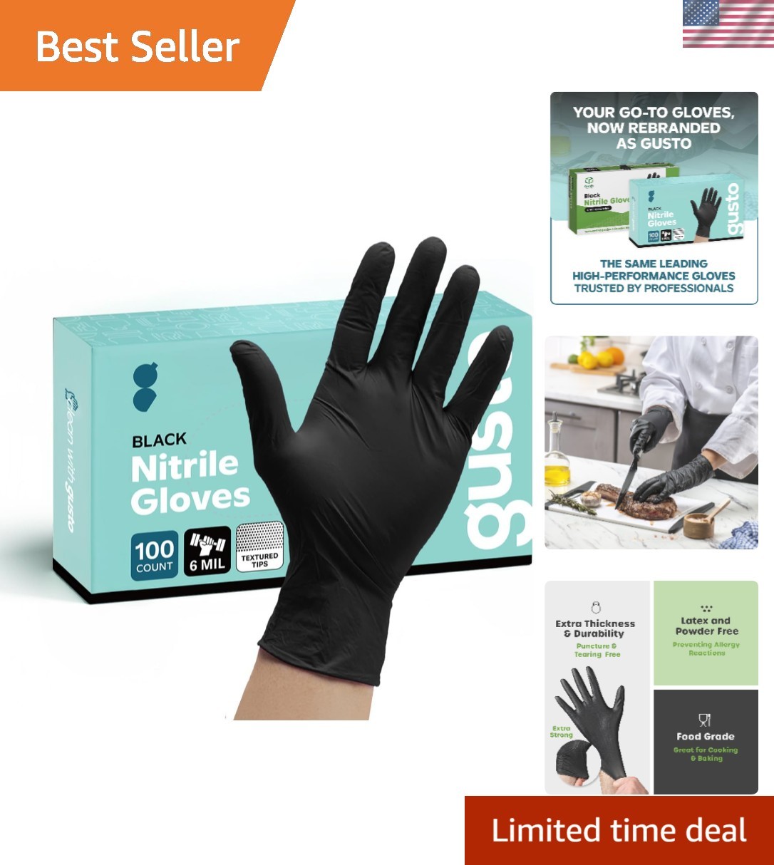 Black Nitrile HEAVY DUTY 6 Mil. Chemical Resistance, Latex & Powder Free, Tex…