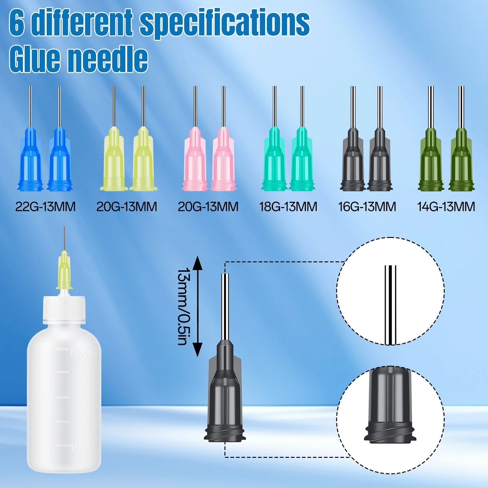 6 Pack Needle Tip Squeeze Bottle 50mL,Precision Gun Oil Bottle, Needle Oiler &