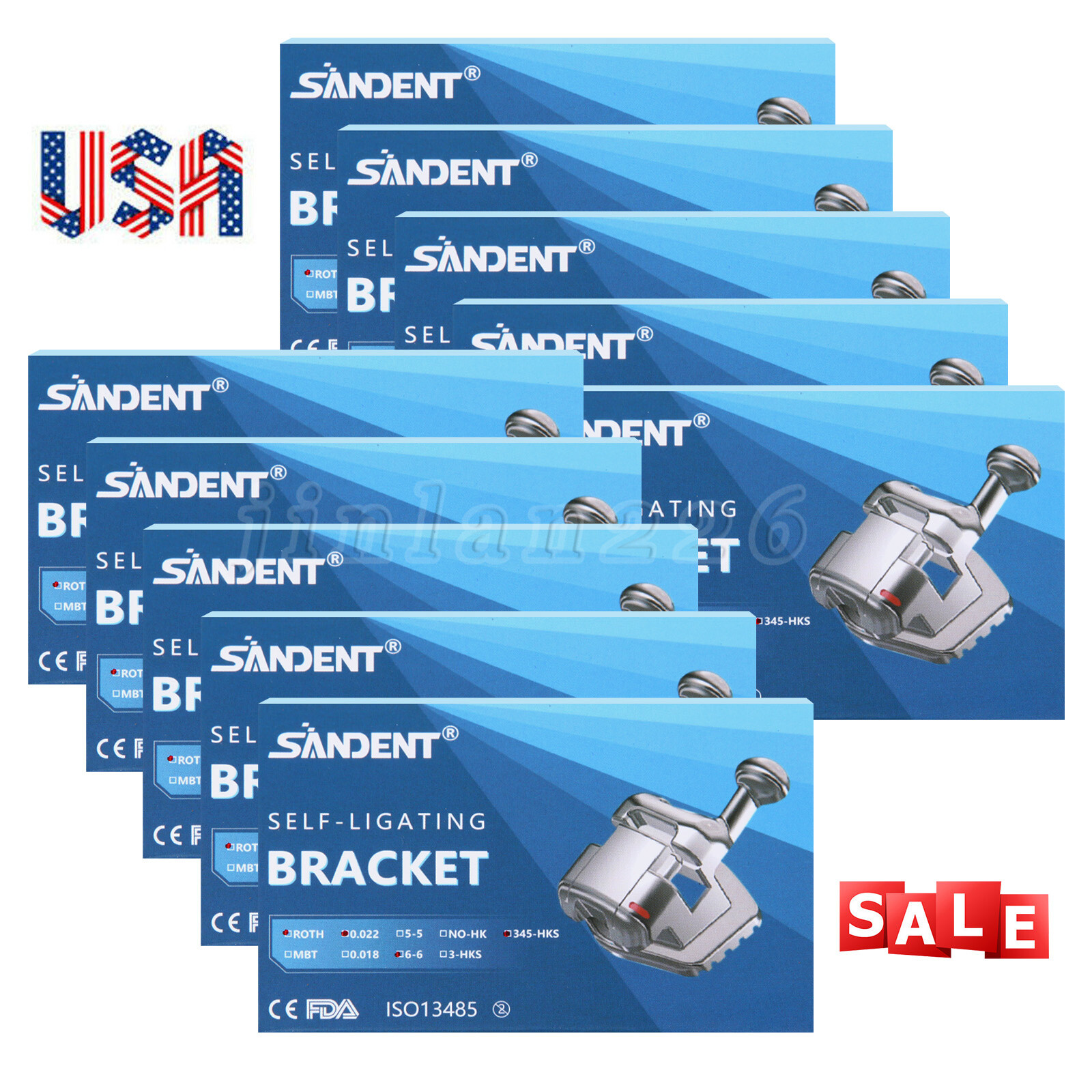 Dental Orthodontic Self Ligating Brackets Braces Roth .022 345 HK+Buccal Tube