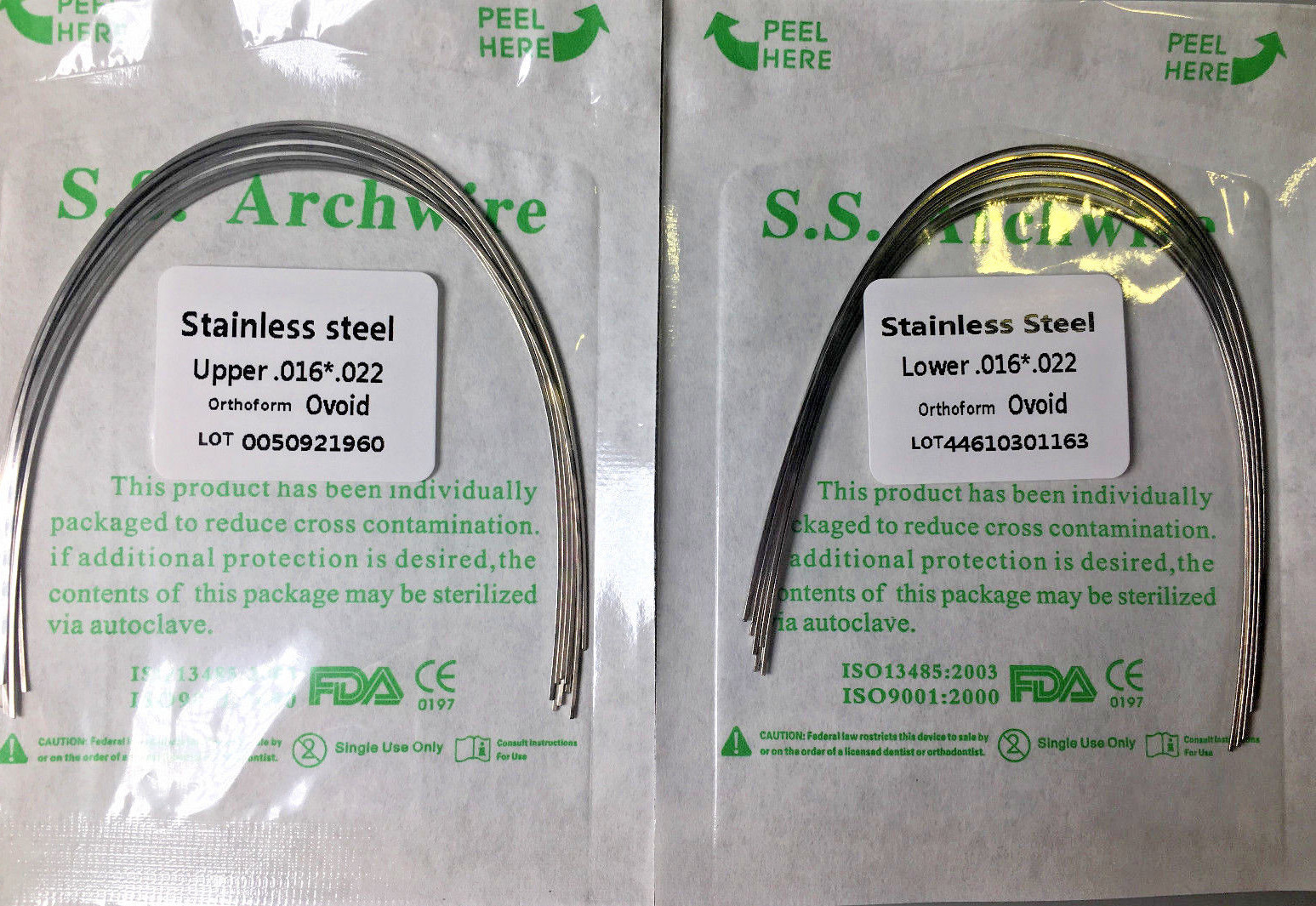 16*22U/L Orthodontic Stainless Steel Arch Wire Rectangular Dental * 5 Packs