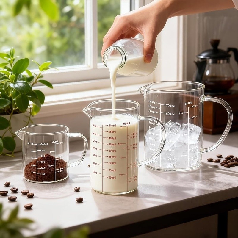 Borosilicate Glass Measuring Cup V-Spout Acid Alkali Resistant Easy Clean 500ml