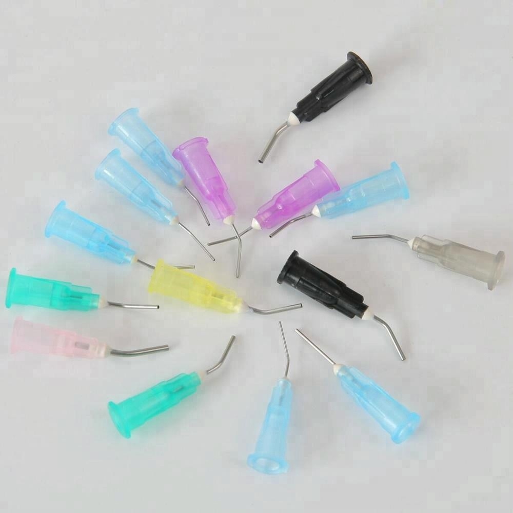 Disposable Safety Prebent Irrigation Needle Tip Flow Resin Conveyor Tips 8 Sizes