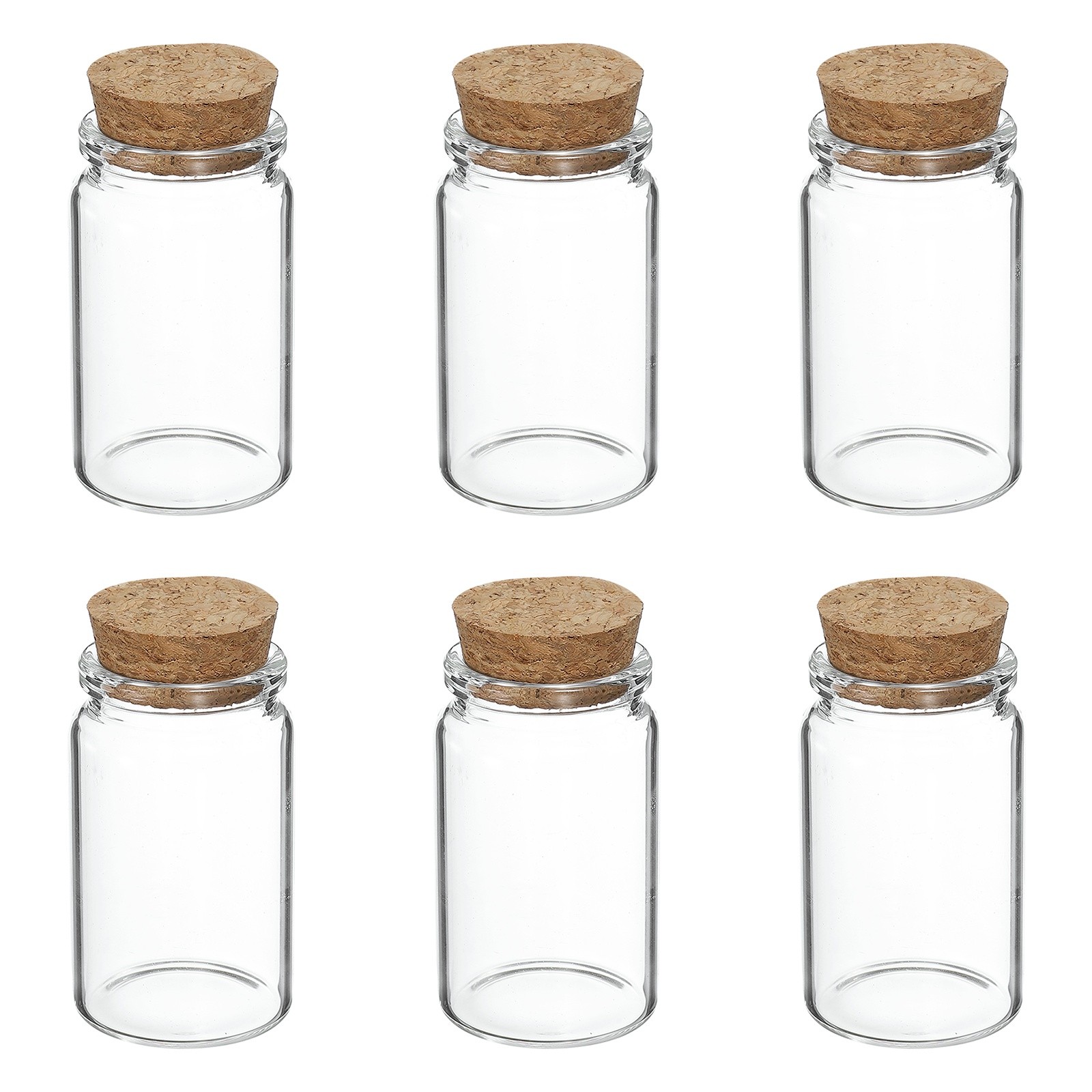6Pcs Mini Glass Bottles with Cork Stoppers 40ml Small Clear Glass Jars
