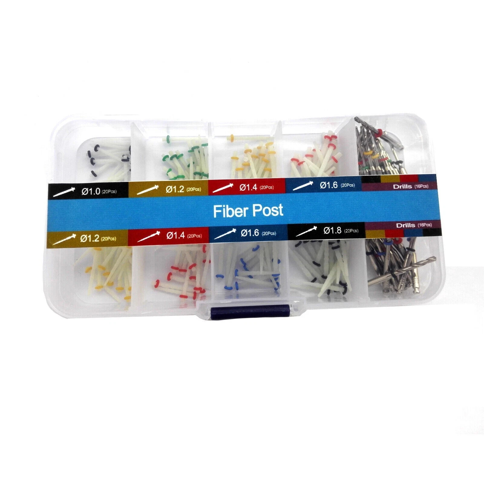 Dental Screw & Straight Single Refilled Glass Fiber Post 160 Pcs+ 32 Pcs Drills