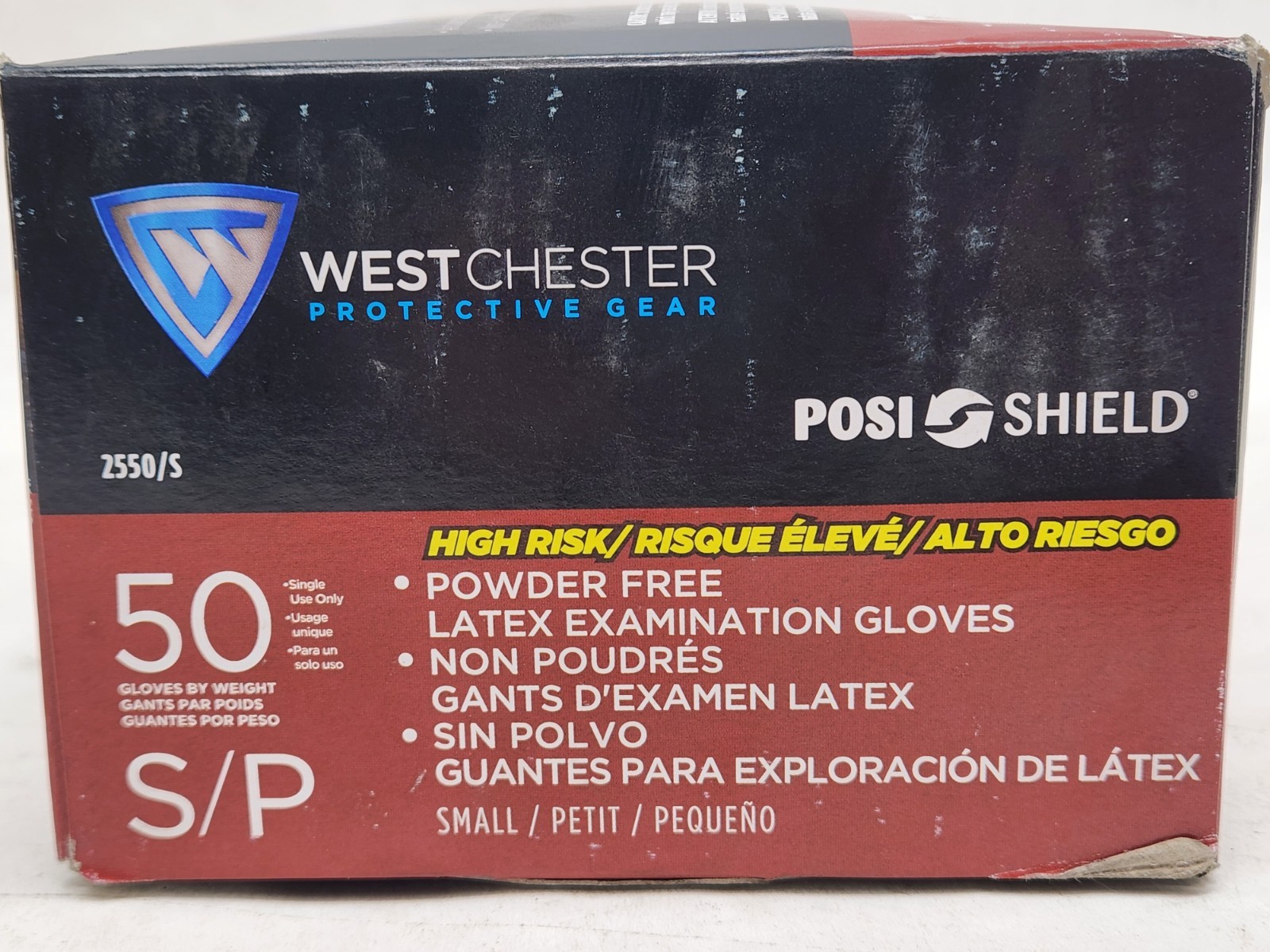 50 – SMALL 2550/S Posishield Disposable Gloves, 14 Mil Palm, Latex, Powder-Free
