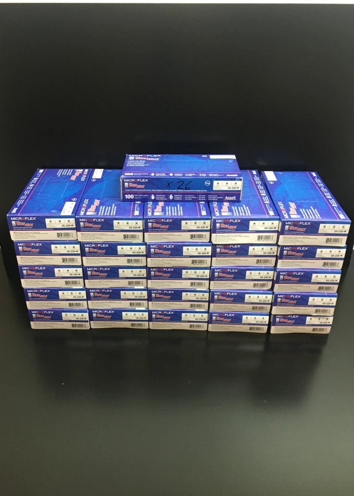 Ansel Microflex Cat No US-220-M Nitrile Examination Gloves Size M Lot 26 Packs