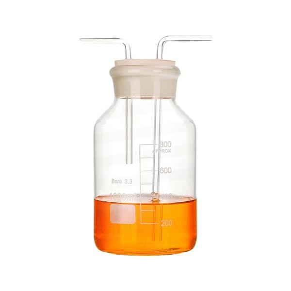 500ml Gas Washing Bottle Lab Glassware Graduated w/ Scale Rubber Stopper & Tubes