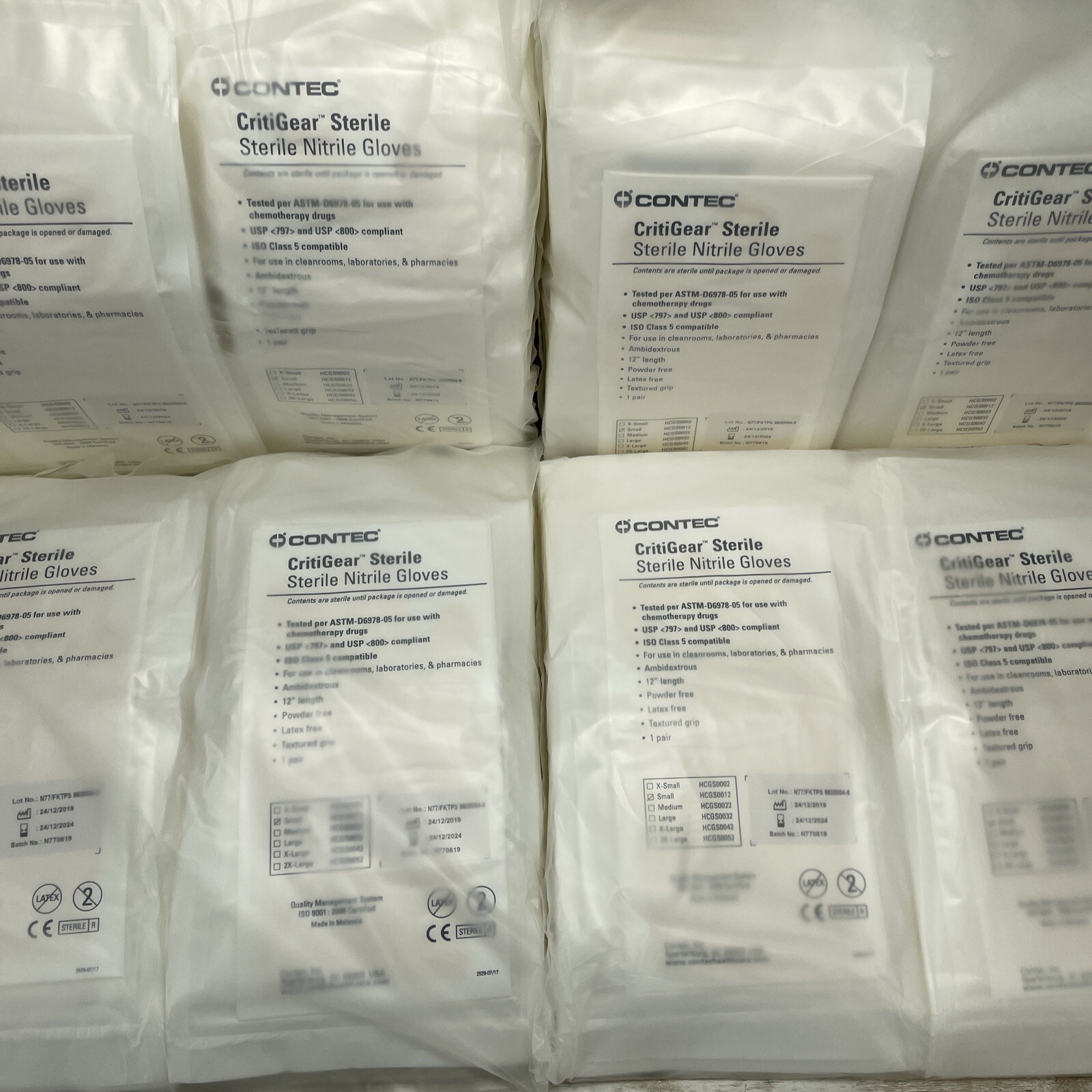 200 Pairs Contec CritiGear Sterile Nitrile Exam Gloves Size: SMALL EXP: 12/24