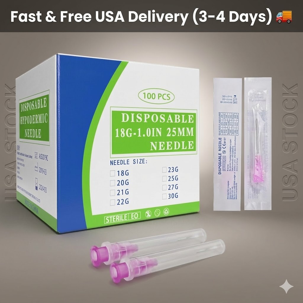 100PCS 18G 1 Inch Luer Lock Dispensing Needles Individually Packed Sterile Pack