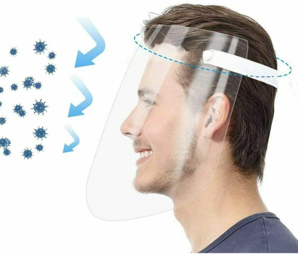 Full Safety Face Shield Guard Protector Mask Clear Head Band Elastic Reusable US