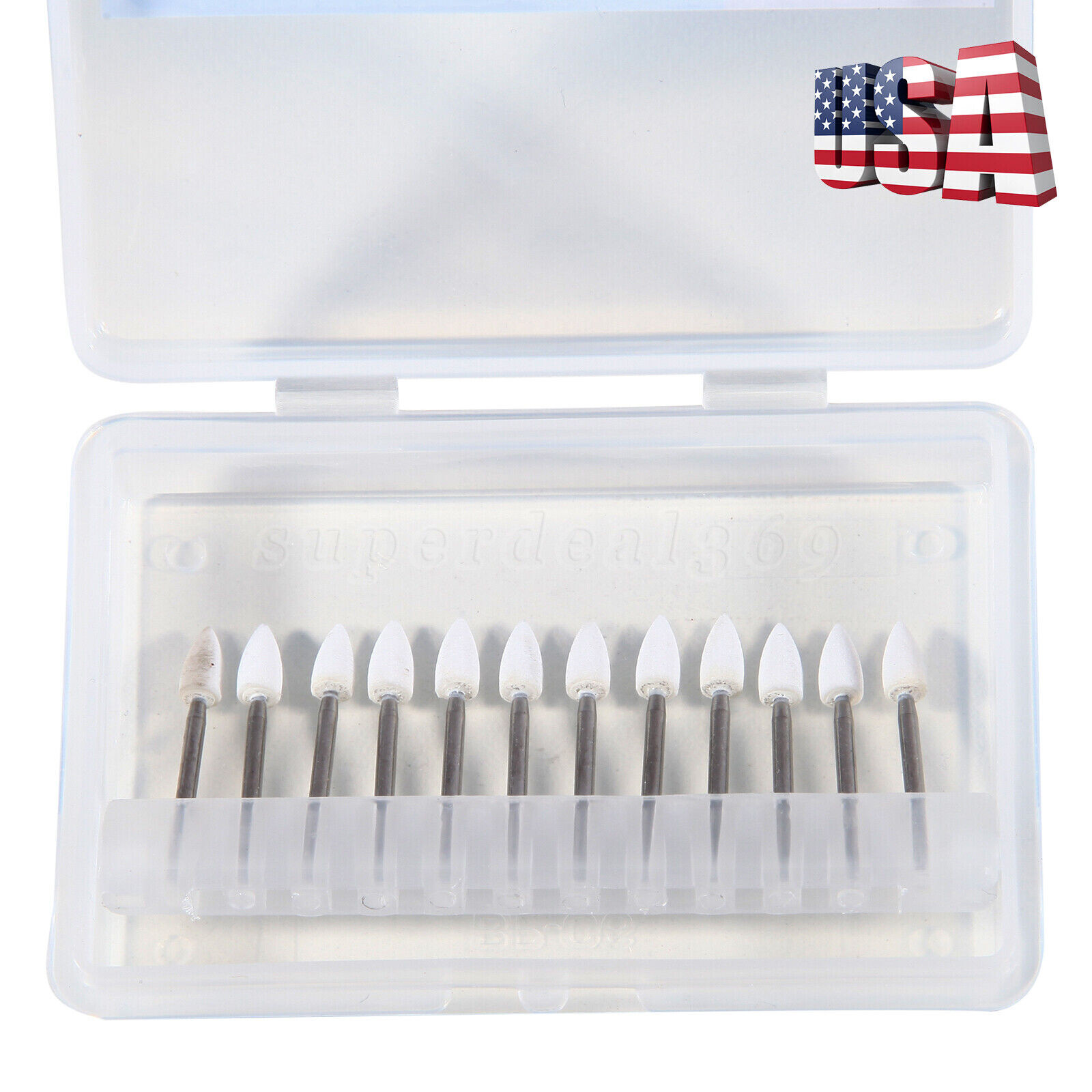 12Pcs Dental Flame White Stone Polishing FG Burs FL2 Abrasion Point Bur SA