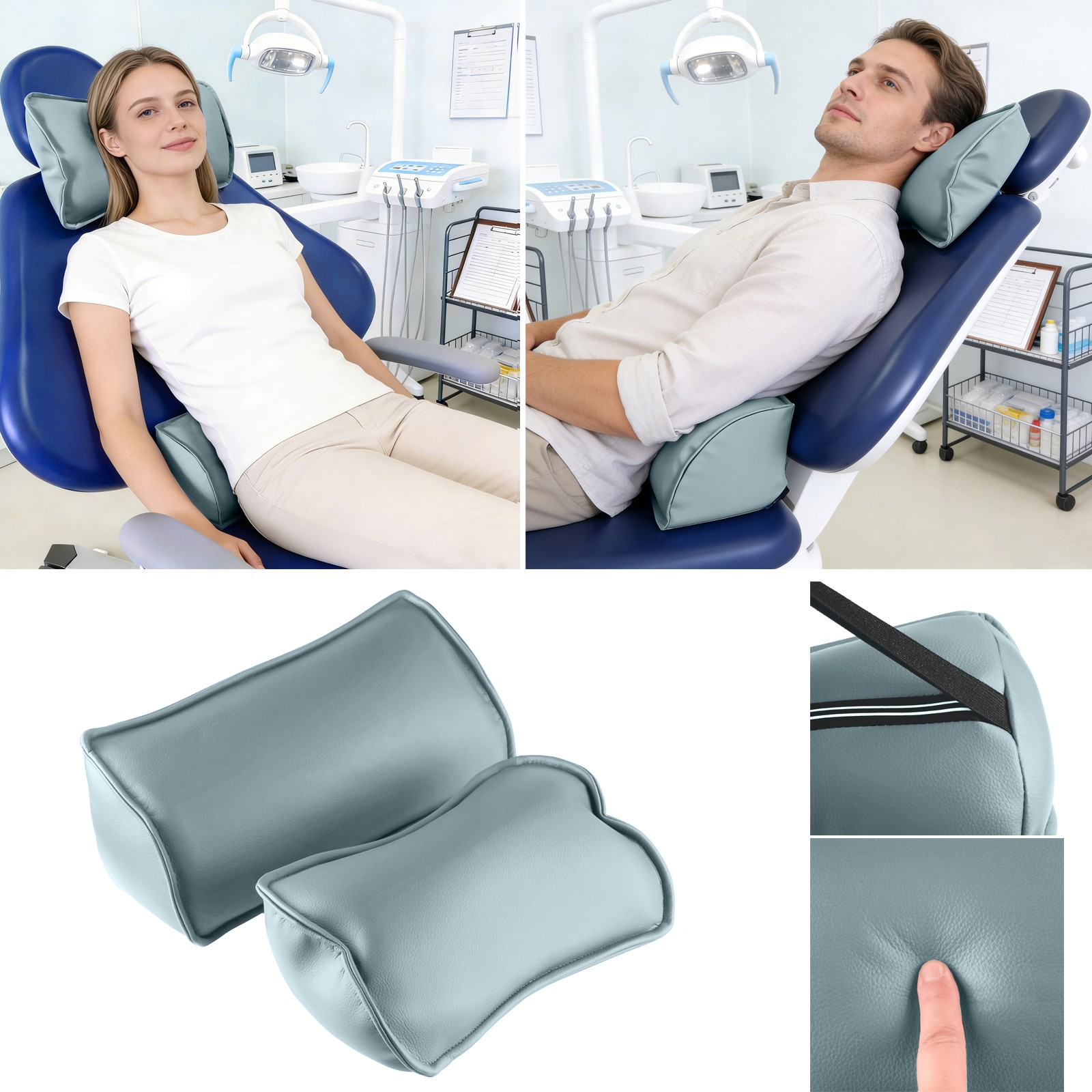 Ergonomic Dental Chair Headrest&Lumbar Pillow Microfiber Leather Memory Foam