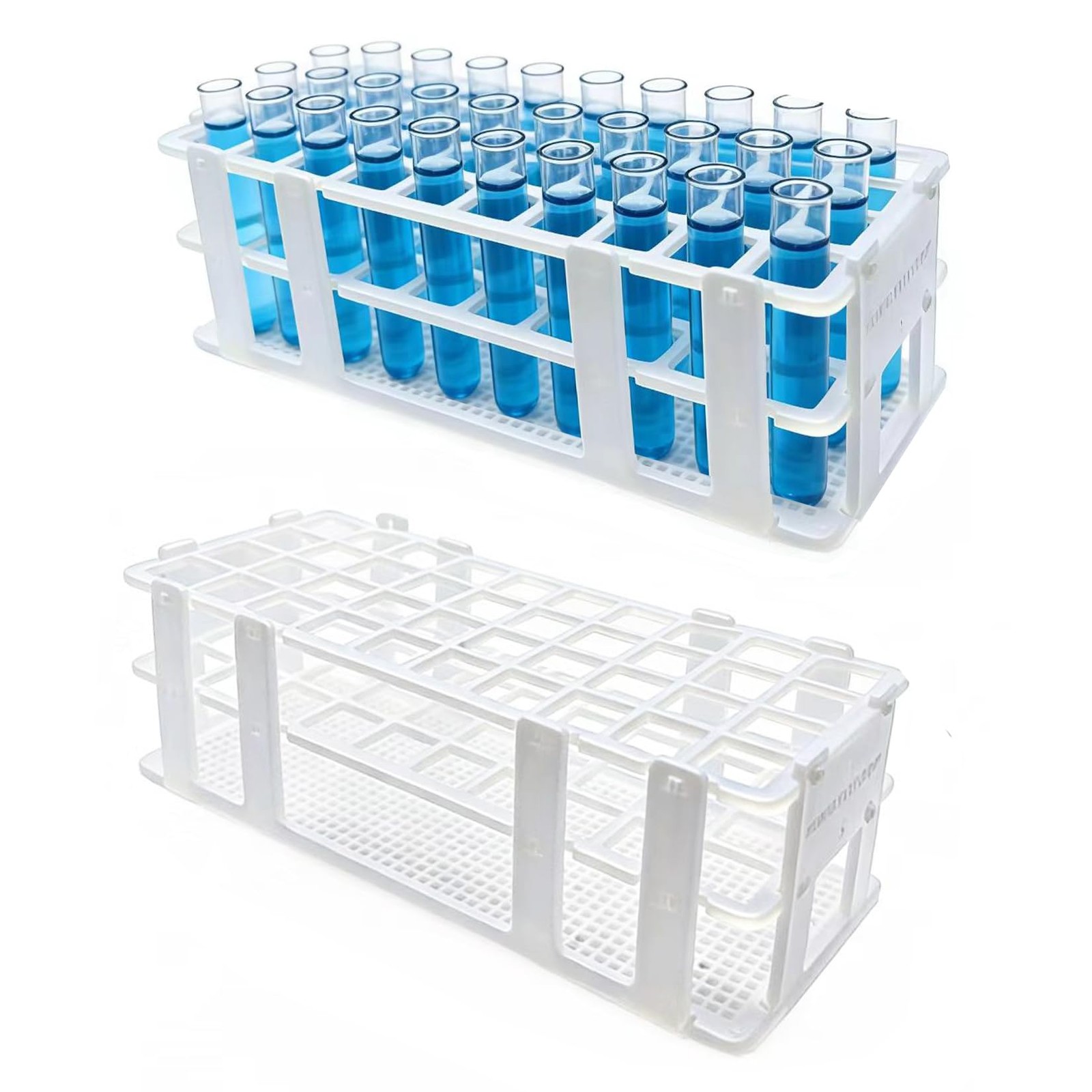 2 PCS Plastic Test Tube Rack White 40 Holes Holder 21mm and Below Detachable