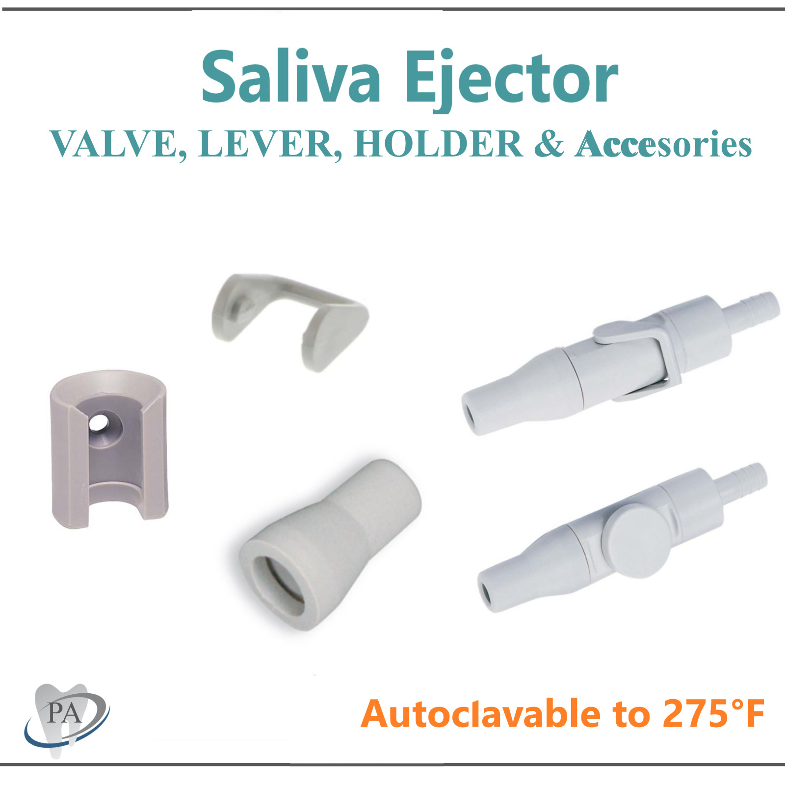 Dental Salive Ejector SE VALVE, SE LEVER, SE Mount HOLDER Autoclavable to 275°F