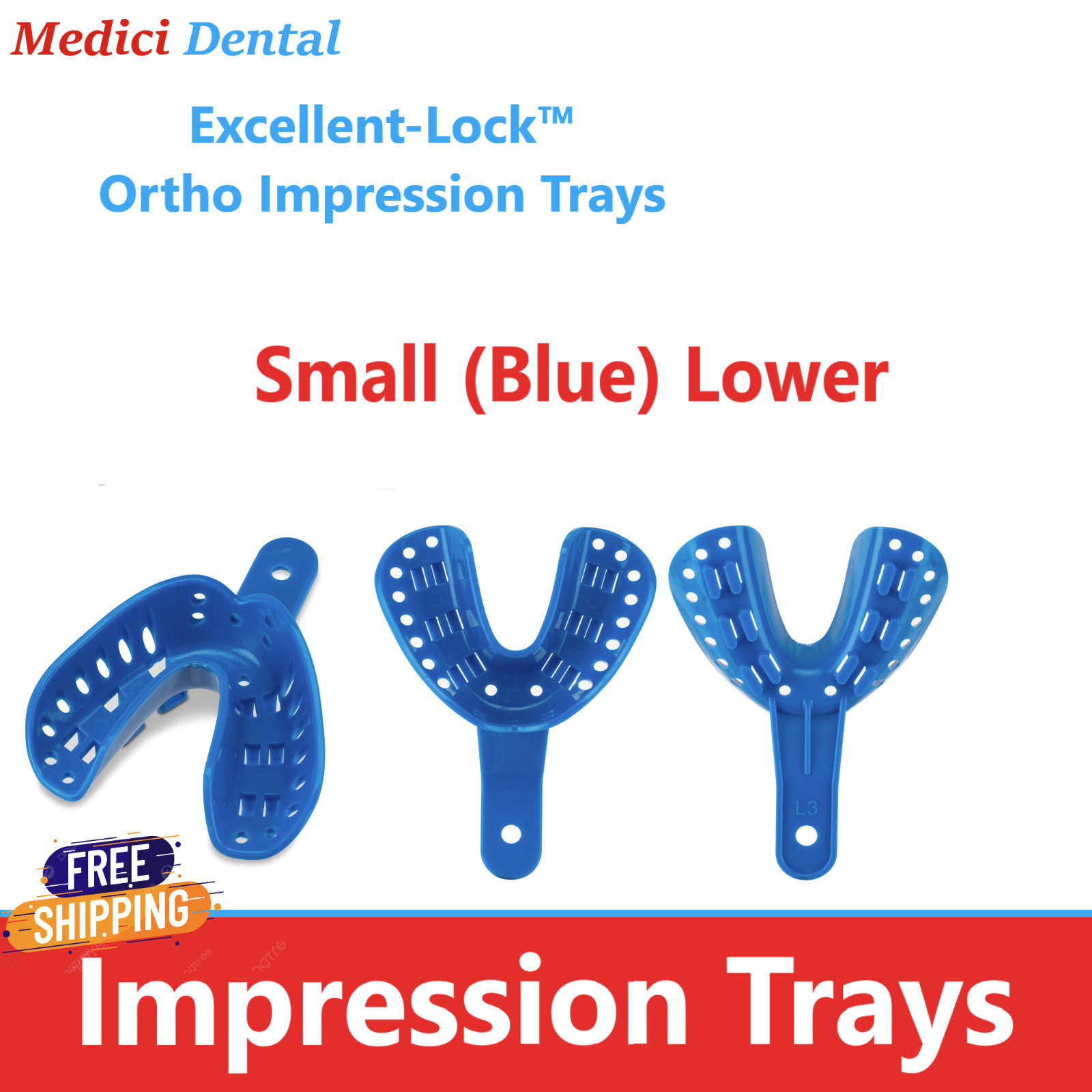 Dental AlgiLock Ortho Impression Trays Disposable Sizes Child/Pedo/ Adult 10/bg