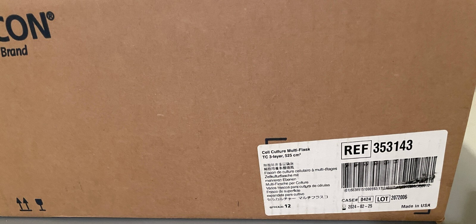 FALCON 353143 Cell Culture Multi-Flask TC 3-Level Vented Cap 525cm2