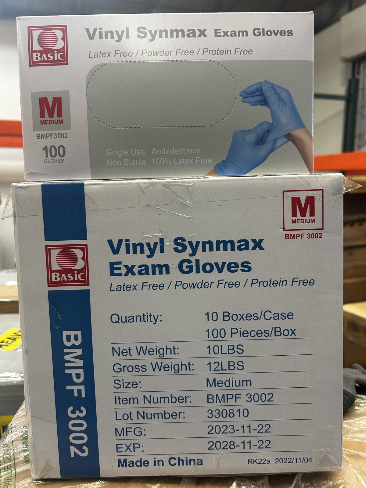 10 Boxes (QTY 100) BASIC 4 Mil Synmax Vinyl Exam Gloves MEDIUM