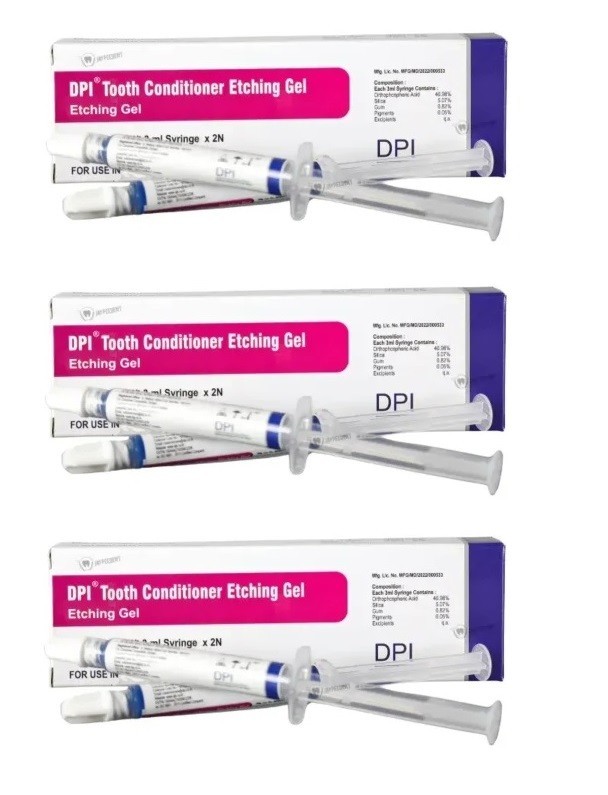 3 Packs Combo of DPI Dental Tooth Conditioner Phosphoric Etching Gel 2 x 3gm Syr