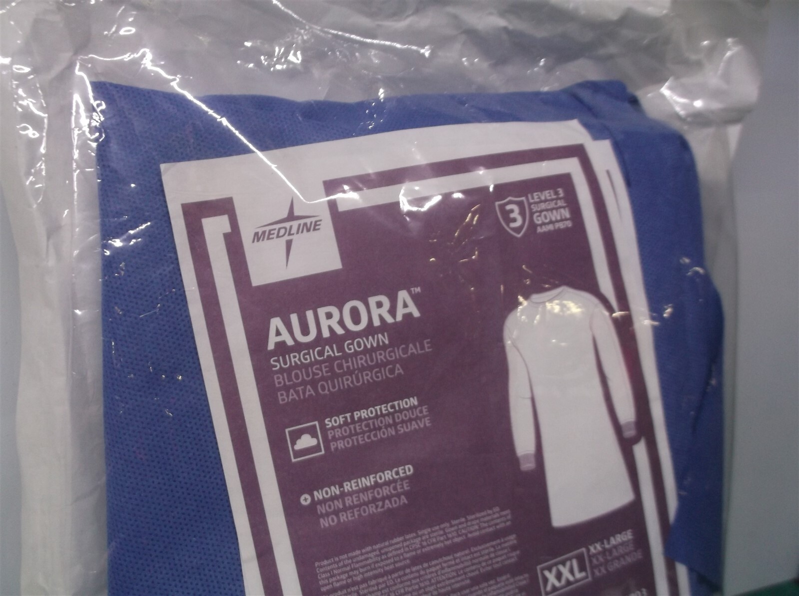 Medline Sterile Non-Reinforced Aurora Surgical Gown XX-Large, Blue