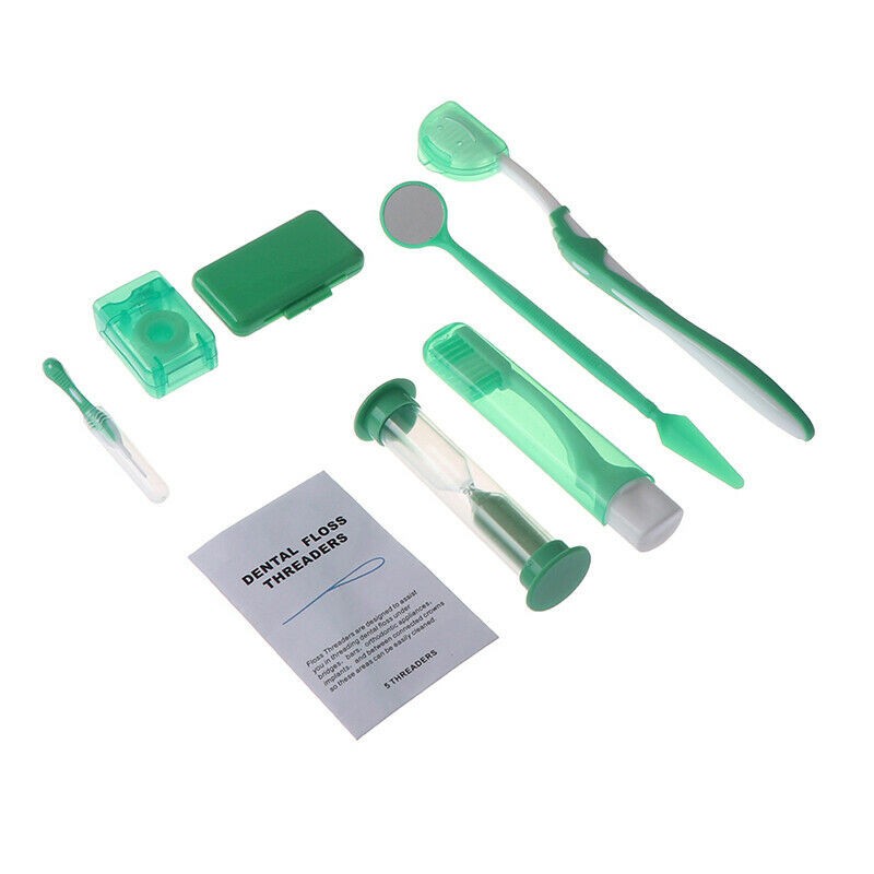8 Pcs/set Dental Care Toothbrush Kit Orthodontic Teeth Clean Floss Wax Mirror