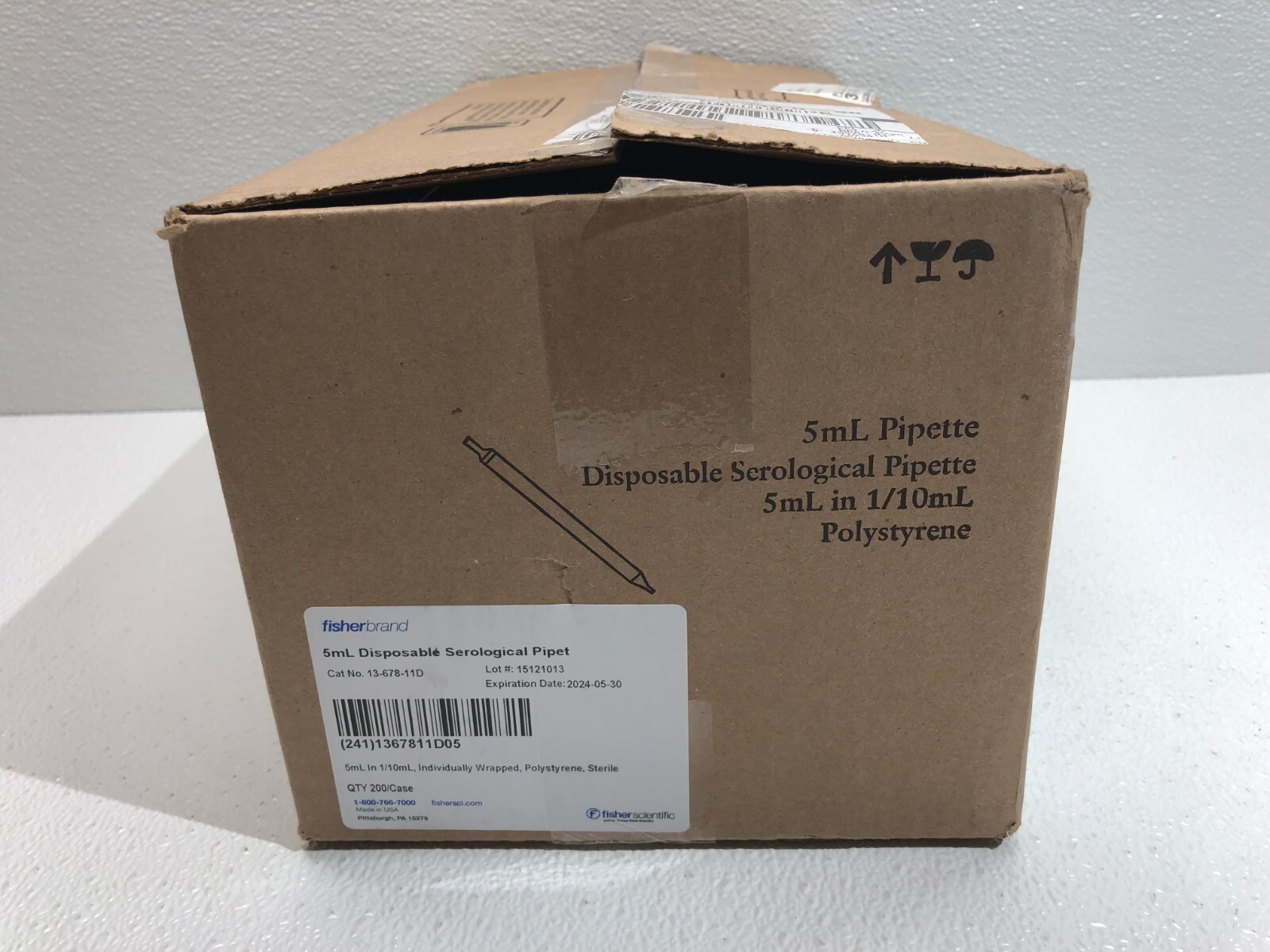 Fisher Scientific 5mL Disposable Serological Pipet 13-678-11D 150/Cs
