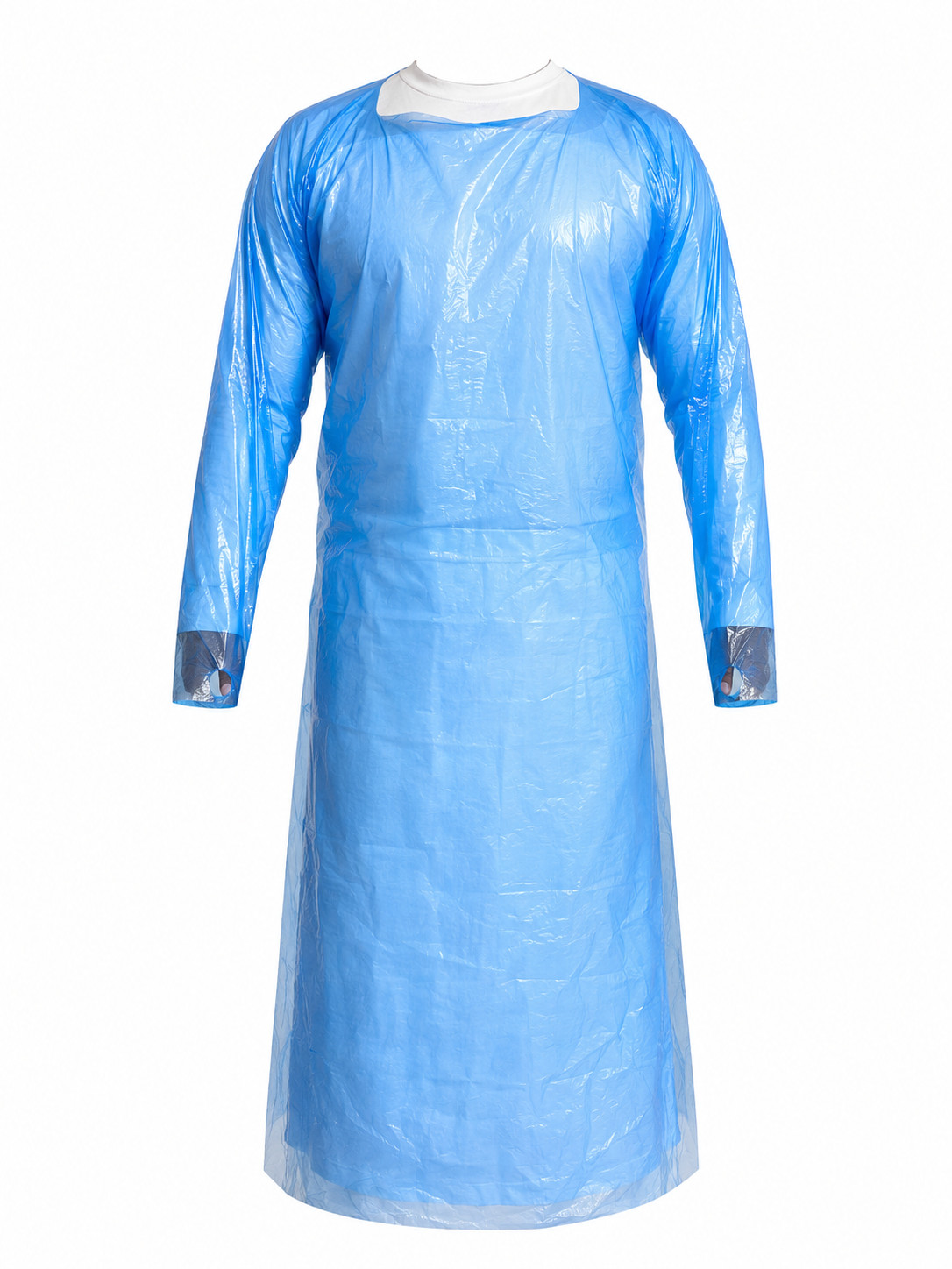 Disposable Protective Gown Blue Waterproof Thumb Loop Long Sleeve Unisex